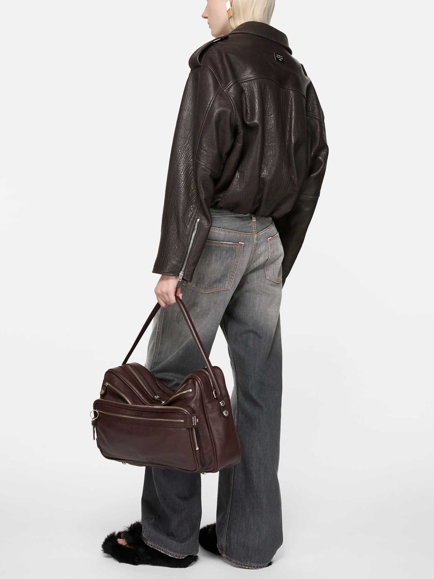 ACNE STUDIOS - Biker-Lederjacke für Damen in Braun - Brown