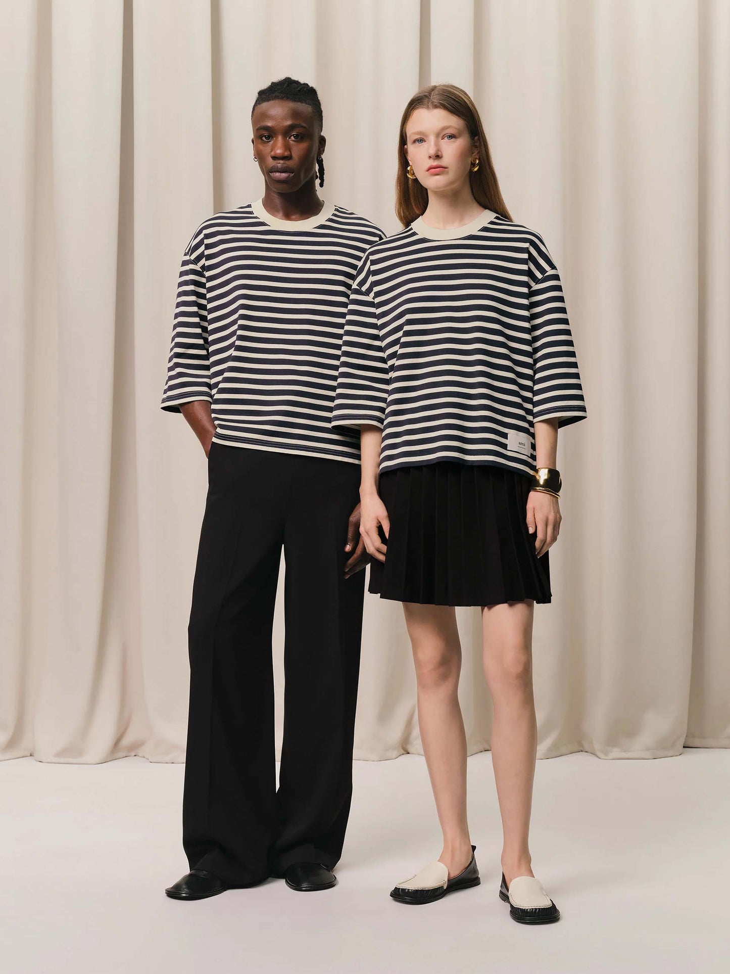 AMI PARIS - Oversized-T-Shirt mit Streifen aus Baumwolle