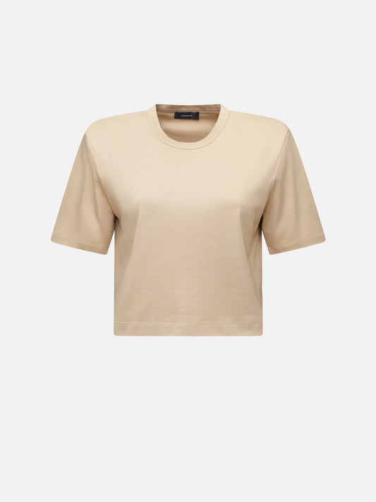 WARDROBE.NYC - Cropped T-Shirt mit Schulterpolstern Khaki