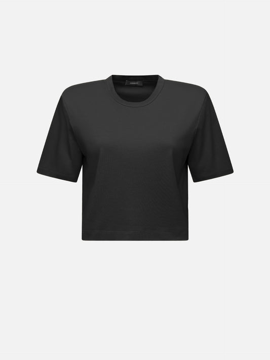WARDROBE.NYC - Cropped T-Shirt mit Schulterpolstern Schwarz - Black