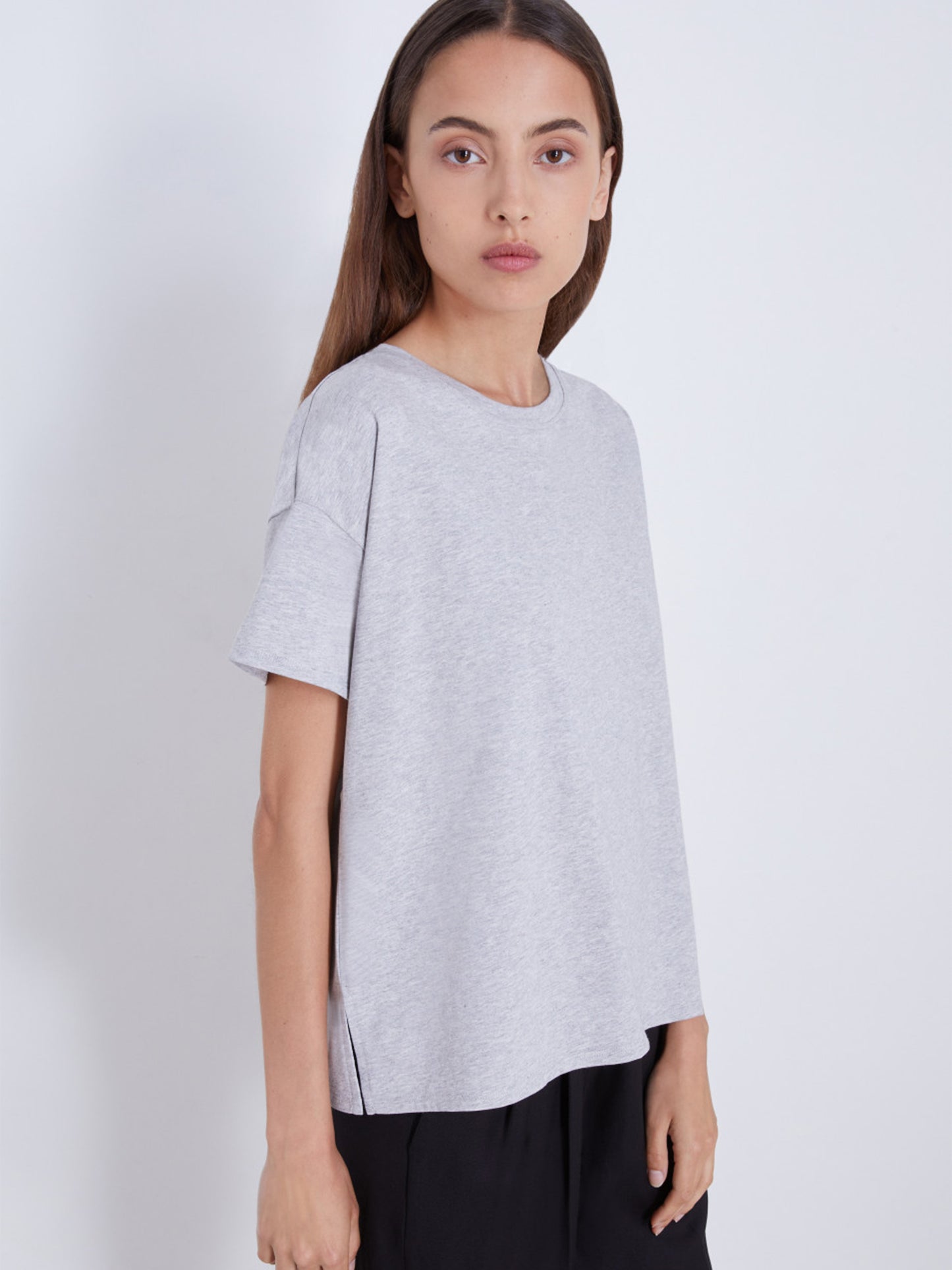 LOULOU STUDIO - Oversized T-Shirt Basiluzzo Grau – Gray