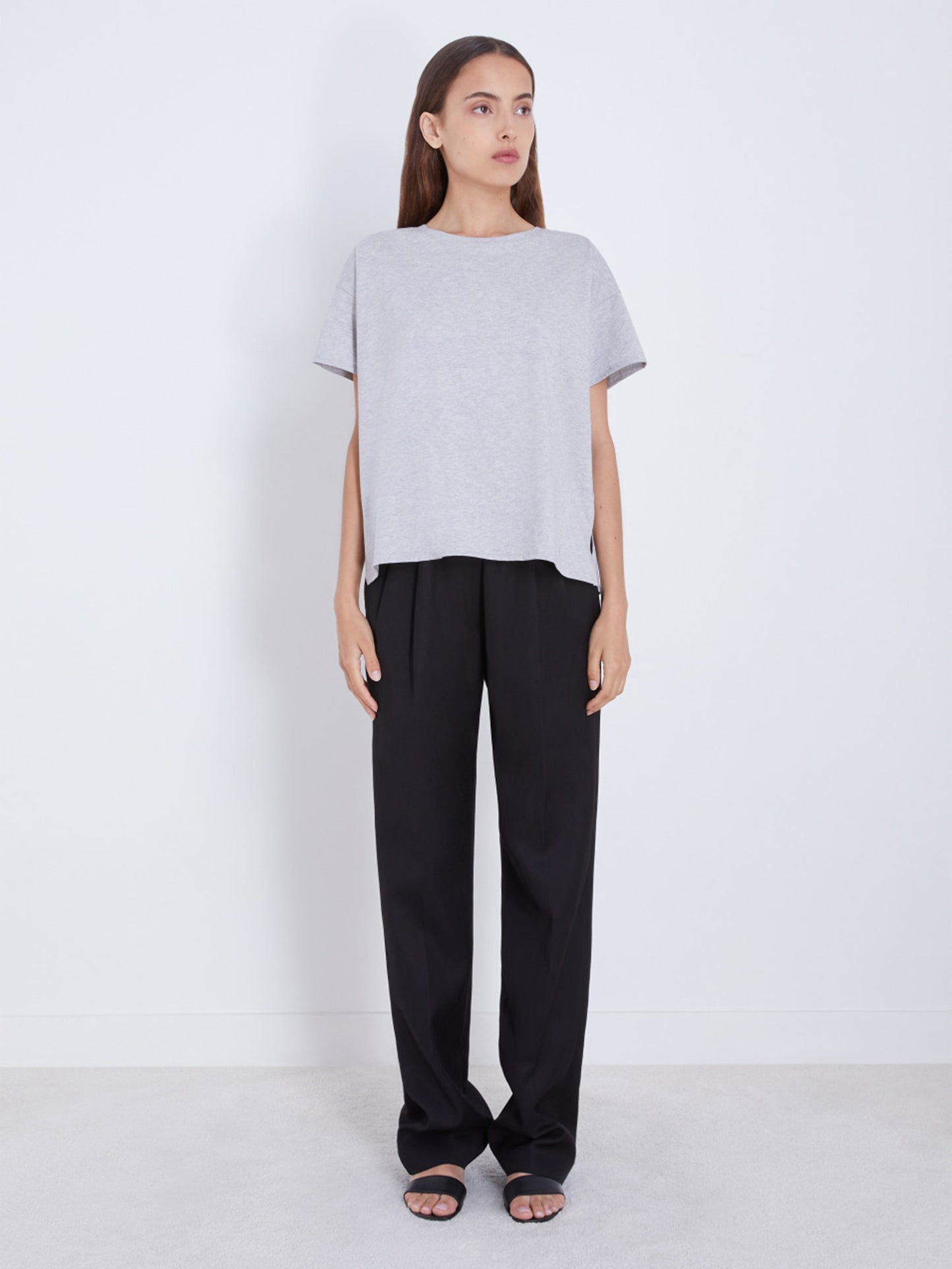 LOULOU STUDIO - Oversized T-Shirt Basiluzzo Grau – Gray