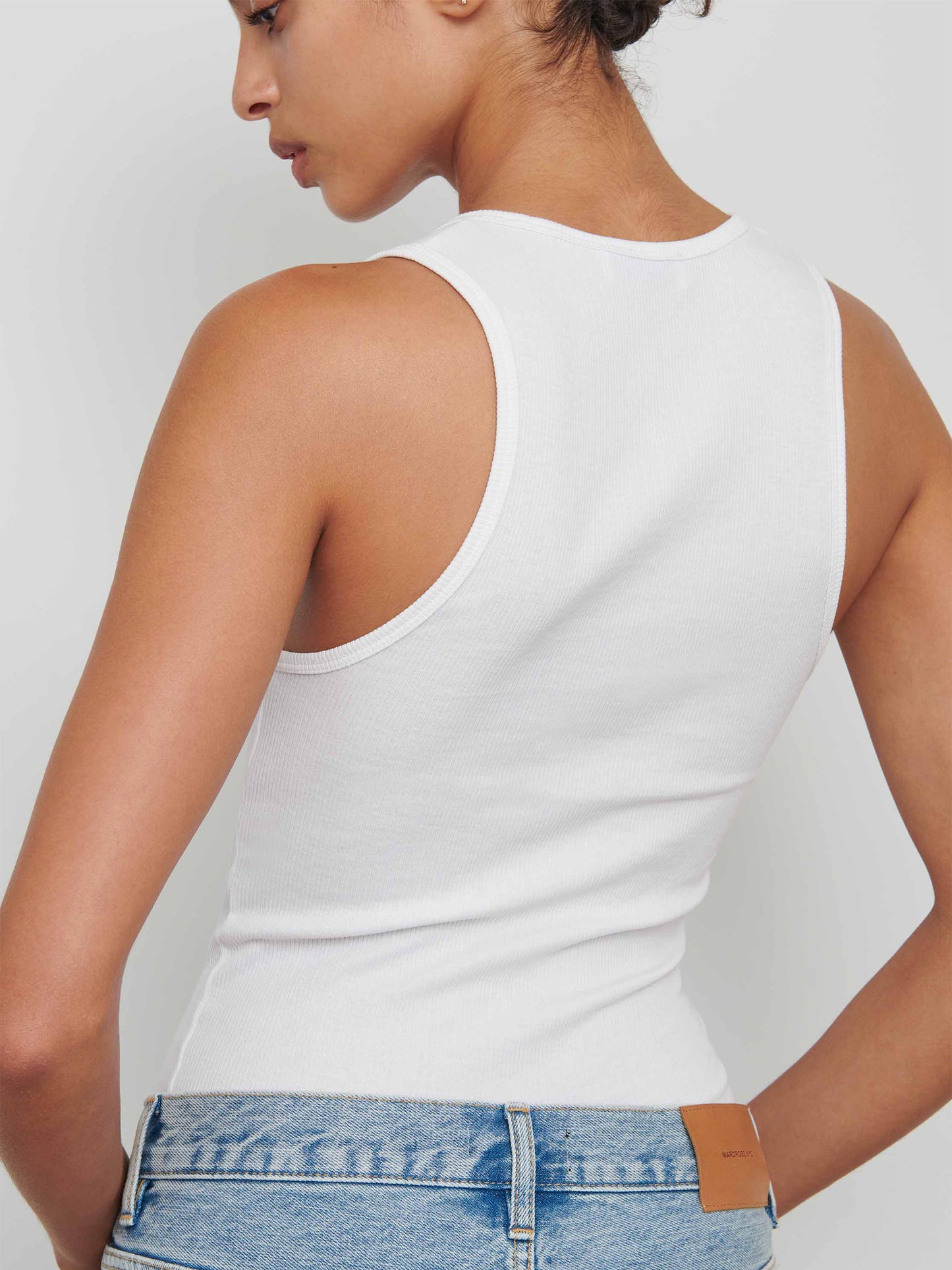 WARDROBE.NYC - Geripptes Tank Top Weiß – White