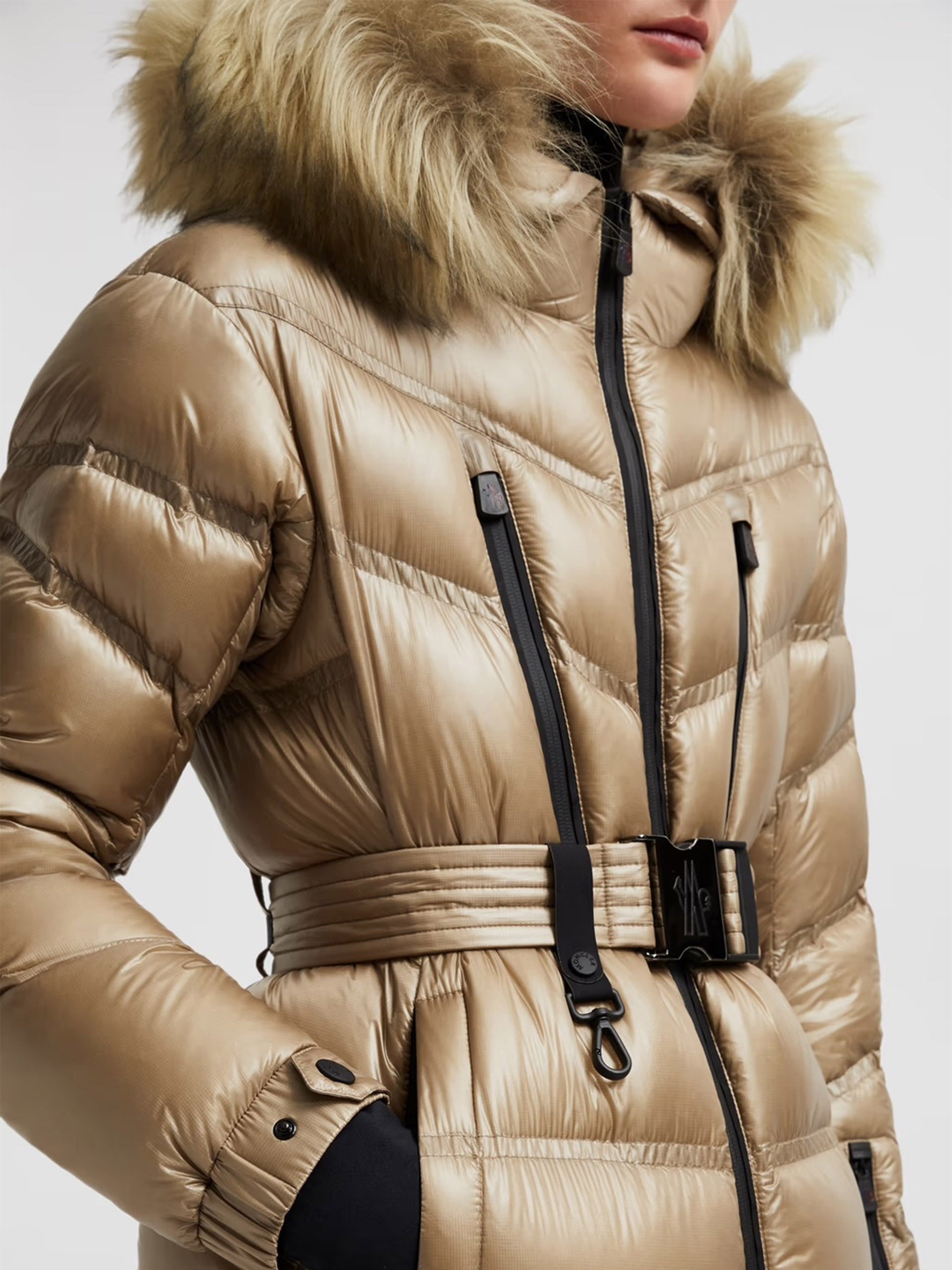 MONCLER GRENOBLE - Skijacke Bernins mit Pelz für Damen