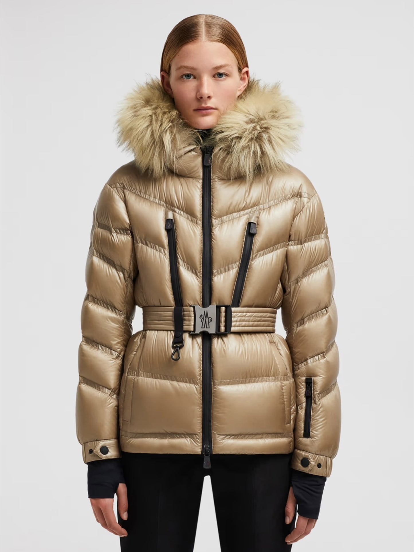 MONCLER GRENOBLE - Skijacke Bernins mit Pelz für Damen
