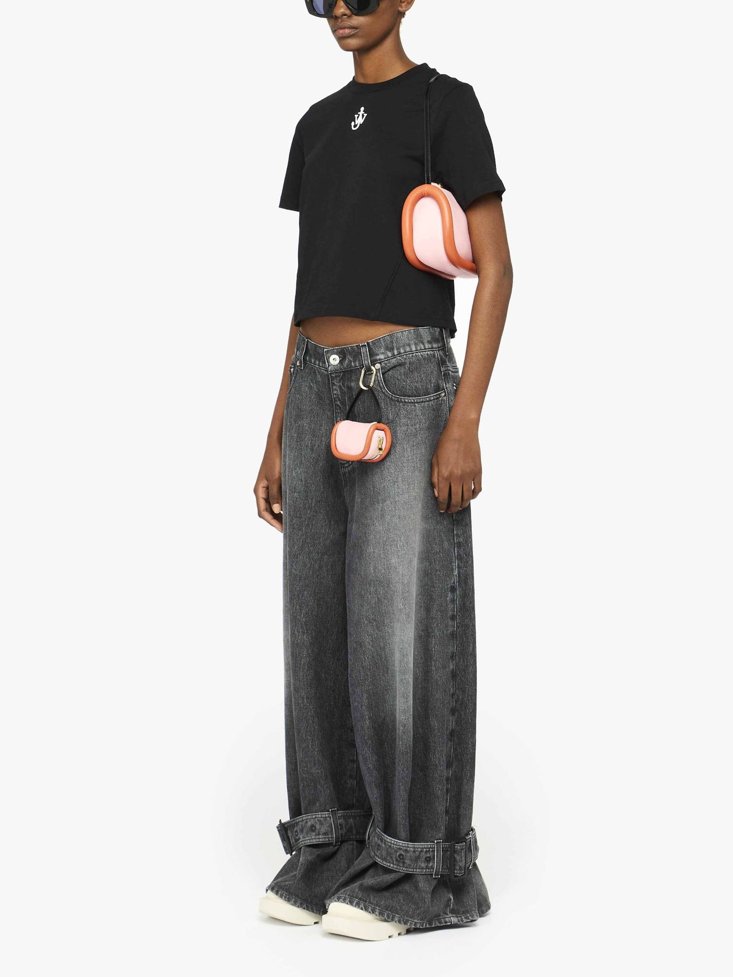 JW ANDERSON - Cropped-T-Shirt mit Anker-Logo für Damen Schwarz - Black