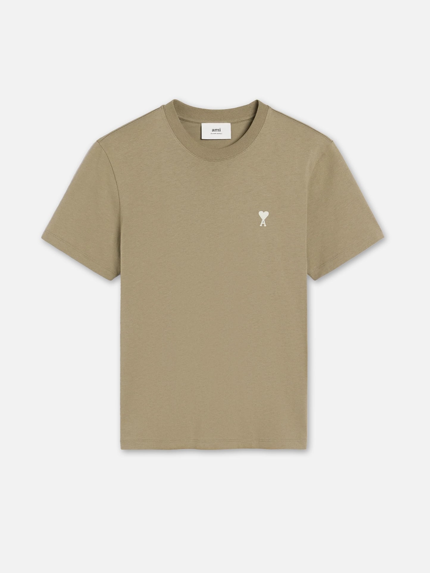 AMI PARIS - T-Shirt Ami De Coeur mit weißem Logo in Khaki