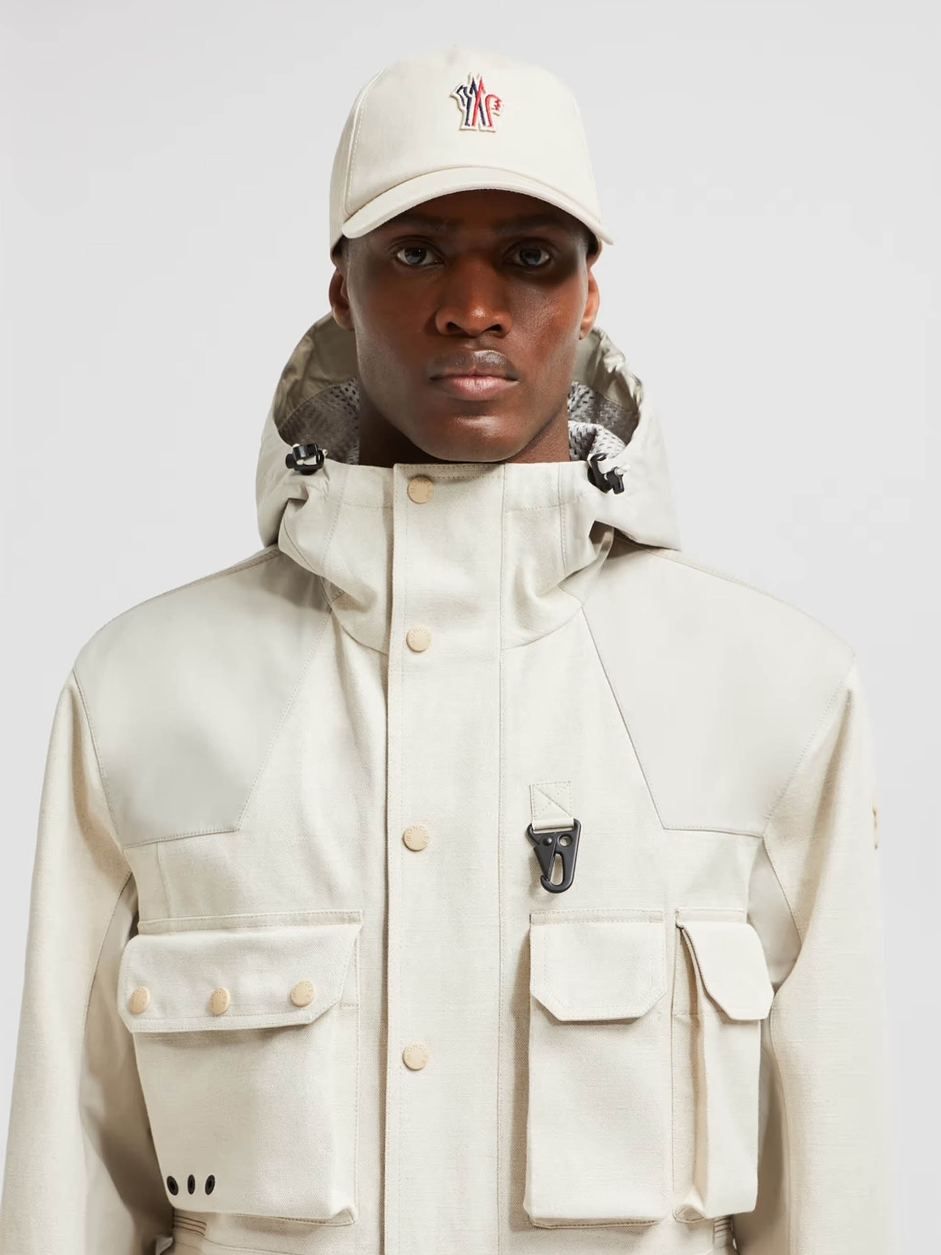 MONCLER GRENOBLE - Gabardine Baseballmütze mit Logo in Hellbeige - Light beige