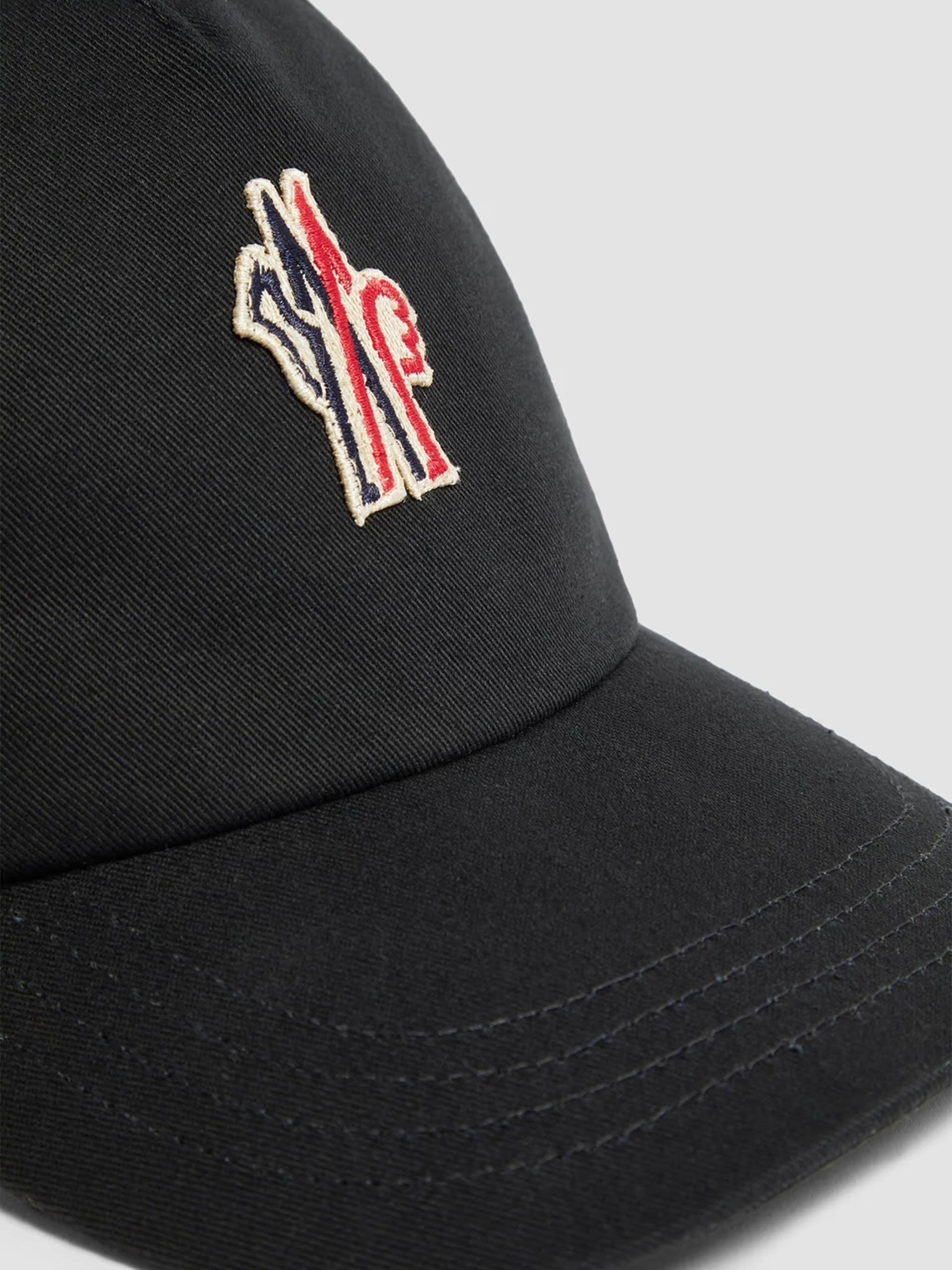 MONCLER GRENOBLE - Gabardine Baseballmütze mit Logo in Schwarz - Black