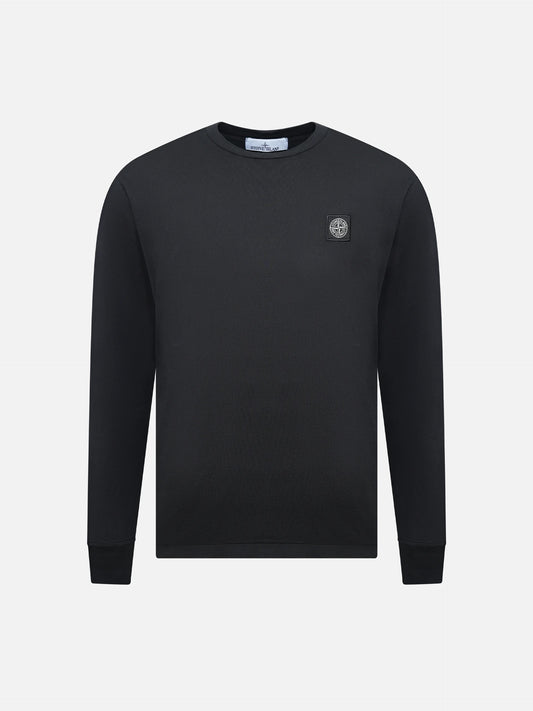 STONE ISLAND - Langarm-T-Shirt mit Logo-Patch für Herren in Schwarz - Black