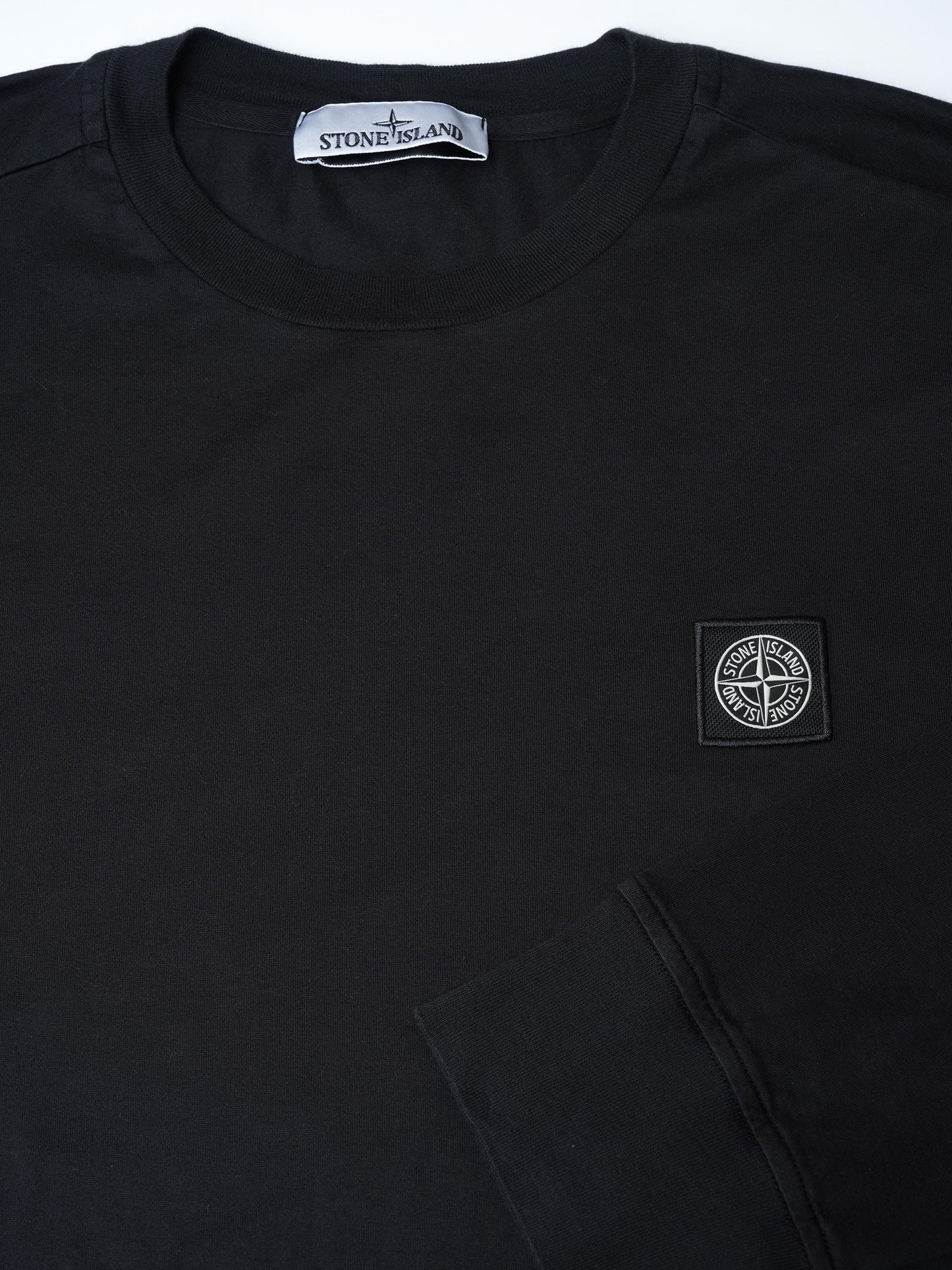 STONE ISLAND - Langarm-T-Shirt mit Logo-Patch für Herren in Schwarz - Black