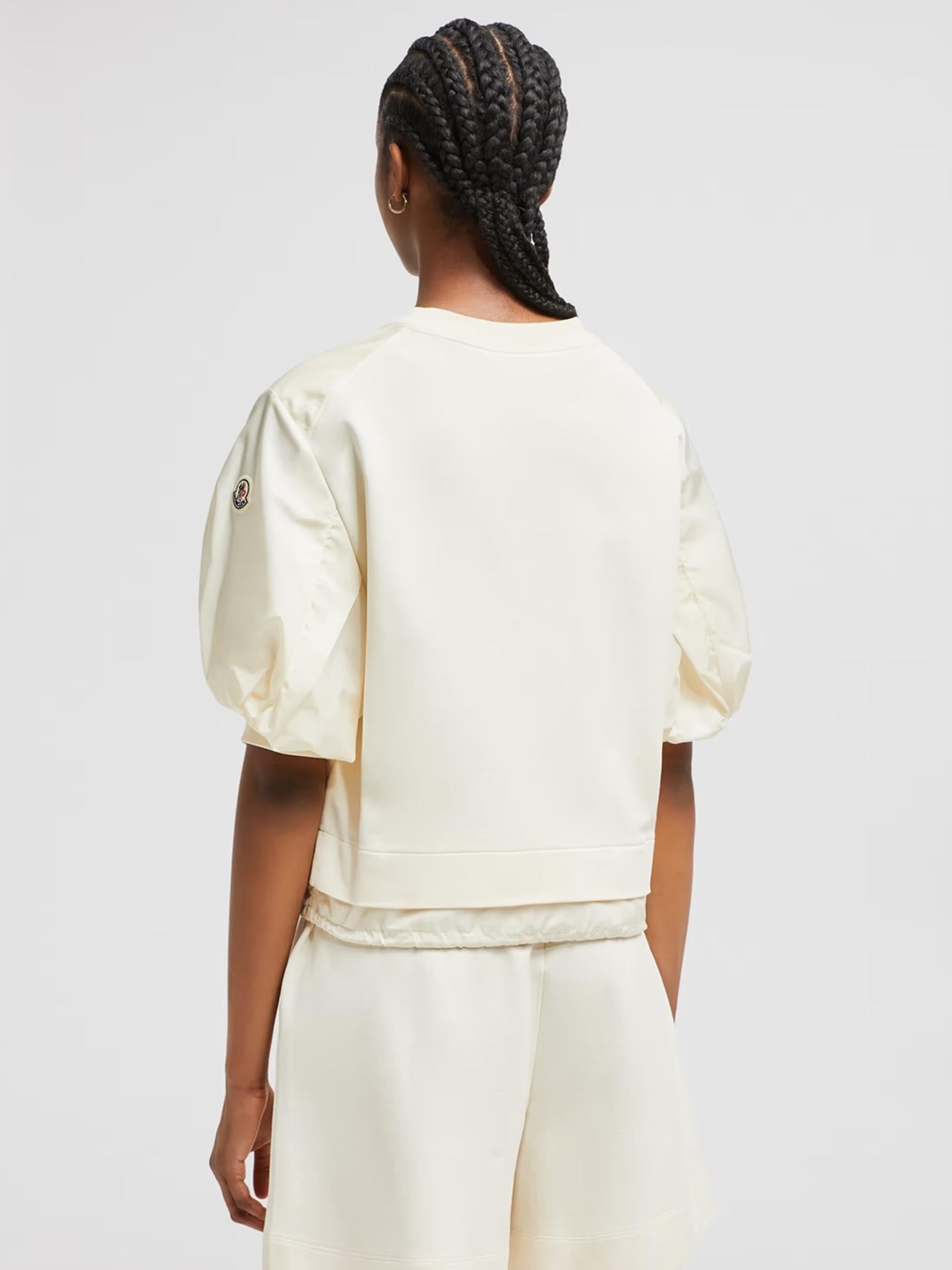 MONCLER - T-Shirt mit Puffärmeln für Damen in Cremeweiss - Cream white