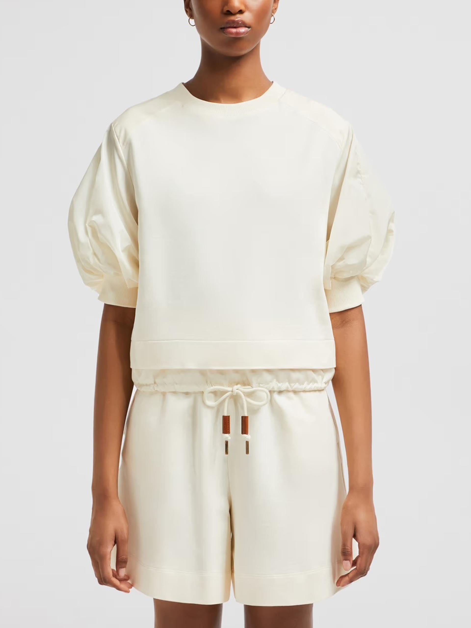MONCLER - T-Shirt mit Puffärmeln für Damen in Cremeweiss - Cream white