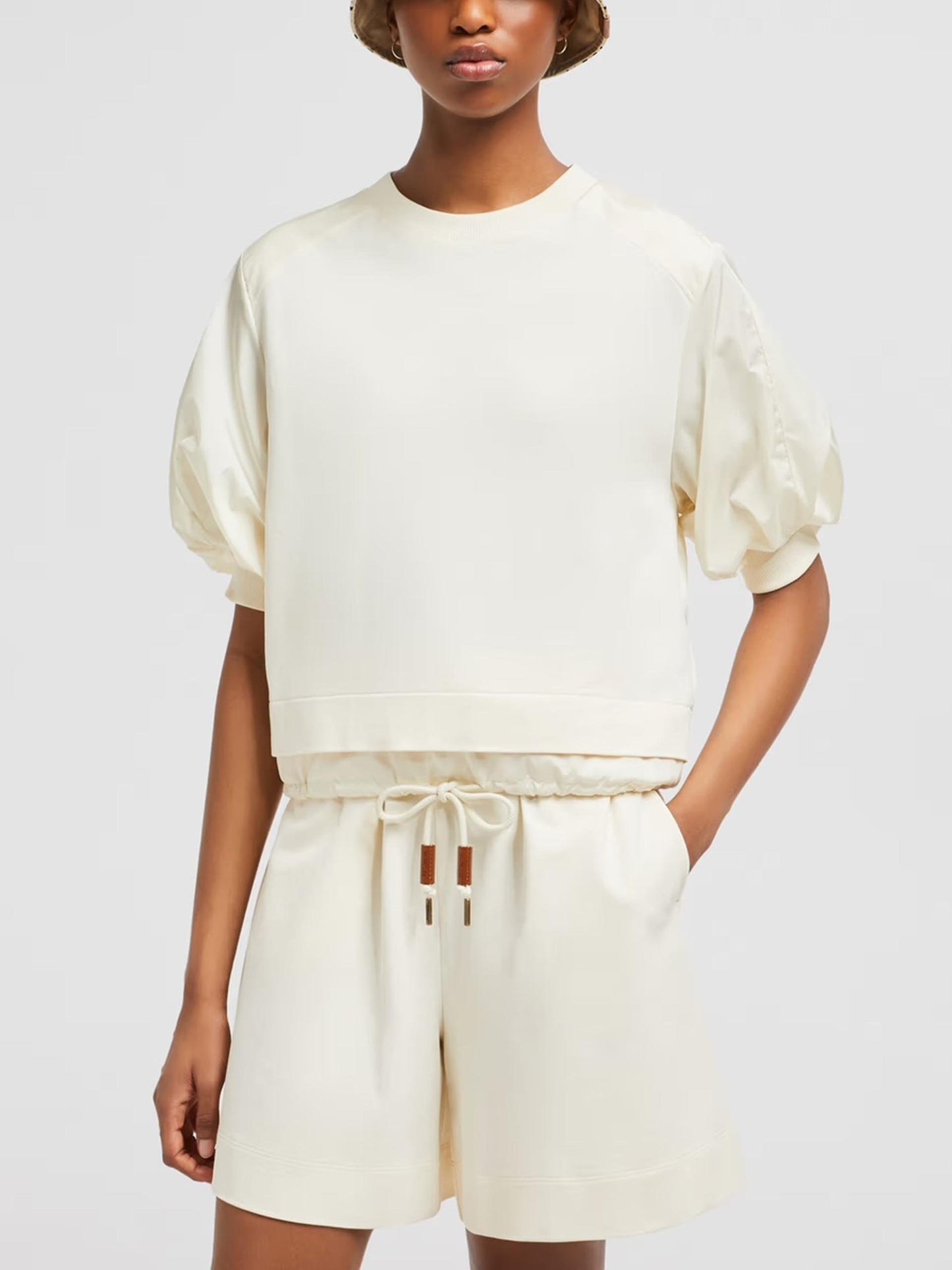 MONCLER - T-Shirt mit Puffärmeln für Damen in Cremeweiss - Cream white