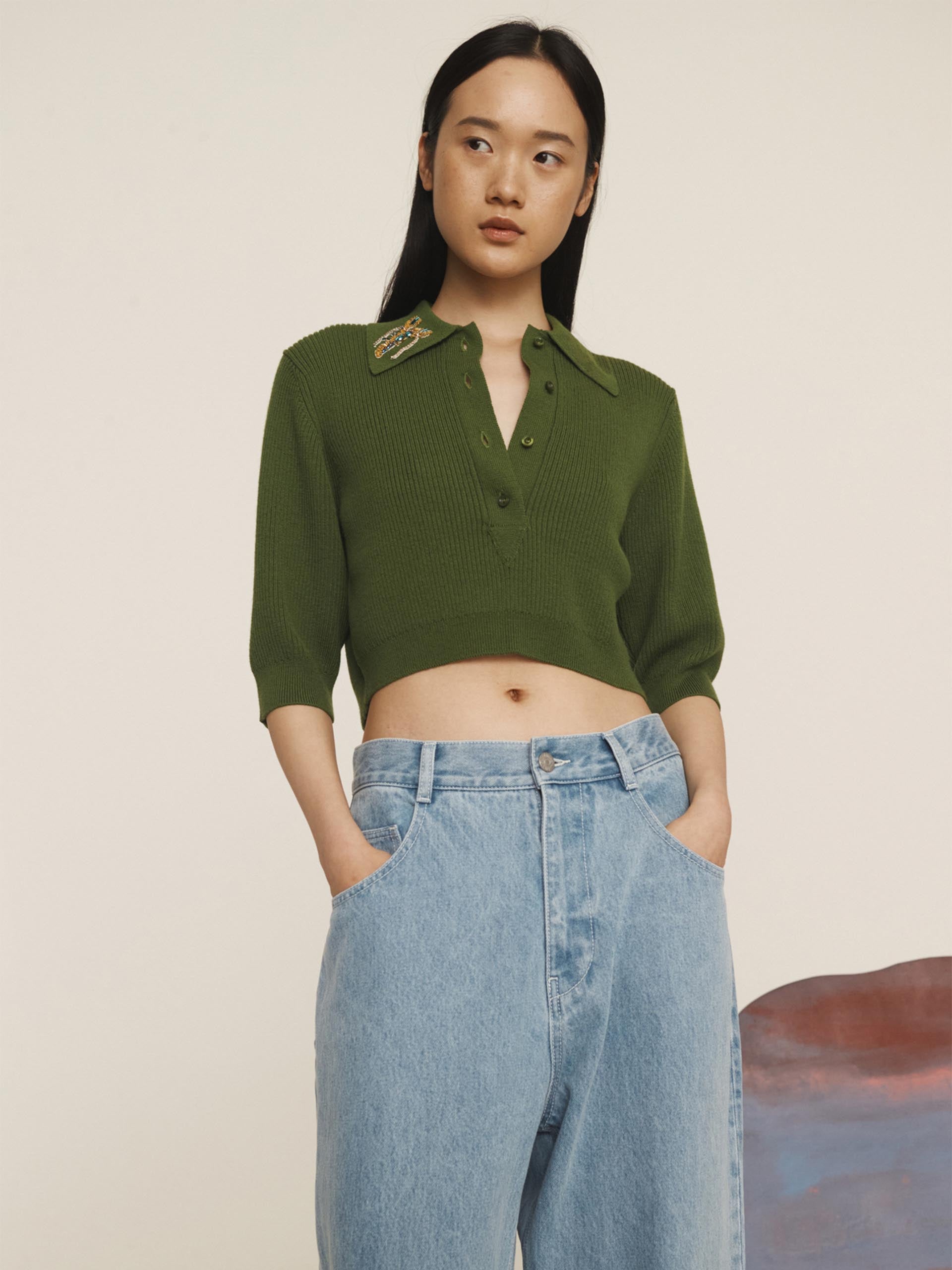 ALEMAIS - Cropped-Pullover Sea Star für Damen