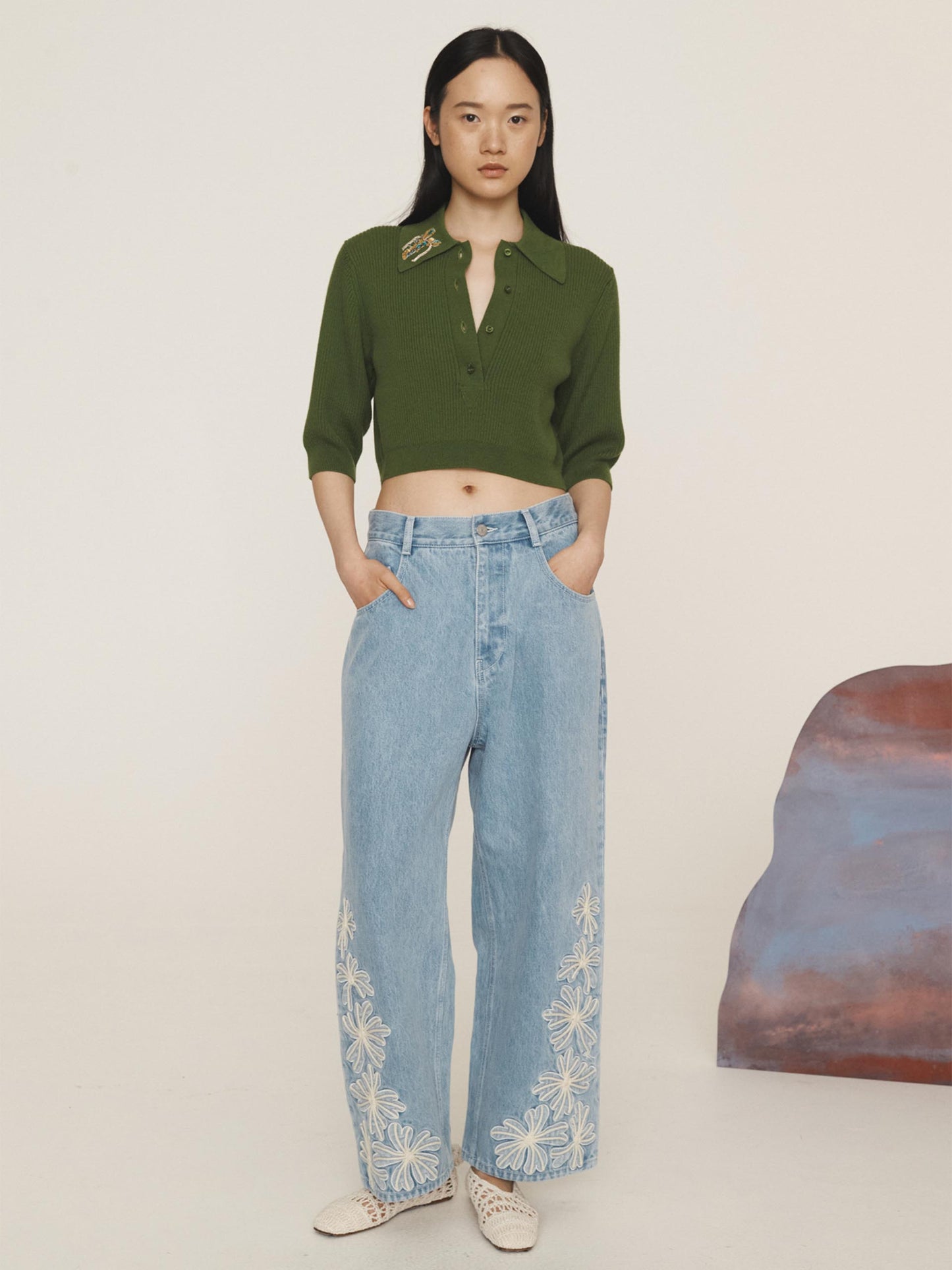 ALEMAIS - Cropped-Pullover Sea Star für Damen