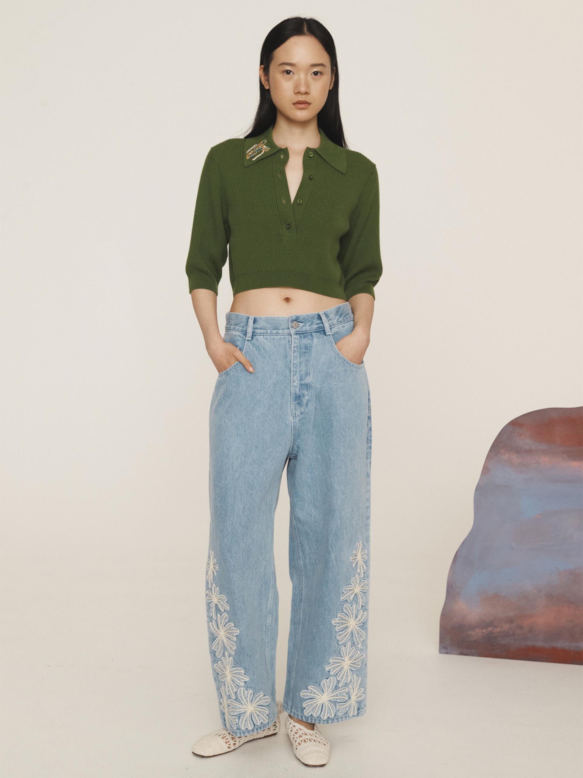 ALEMAIS - Cropped-Pullover Sea Star für Damen