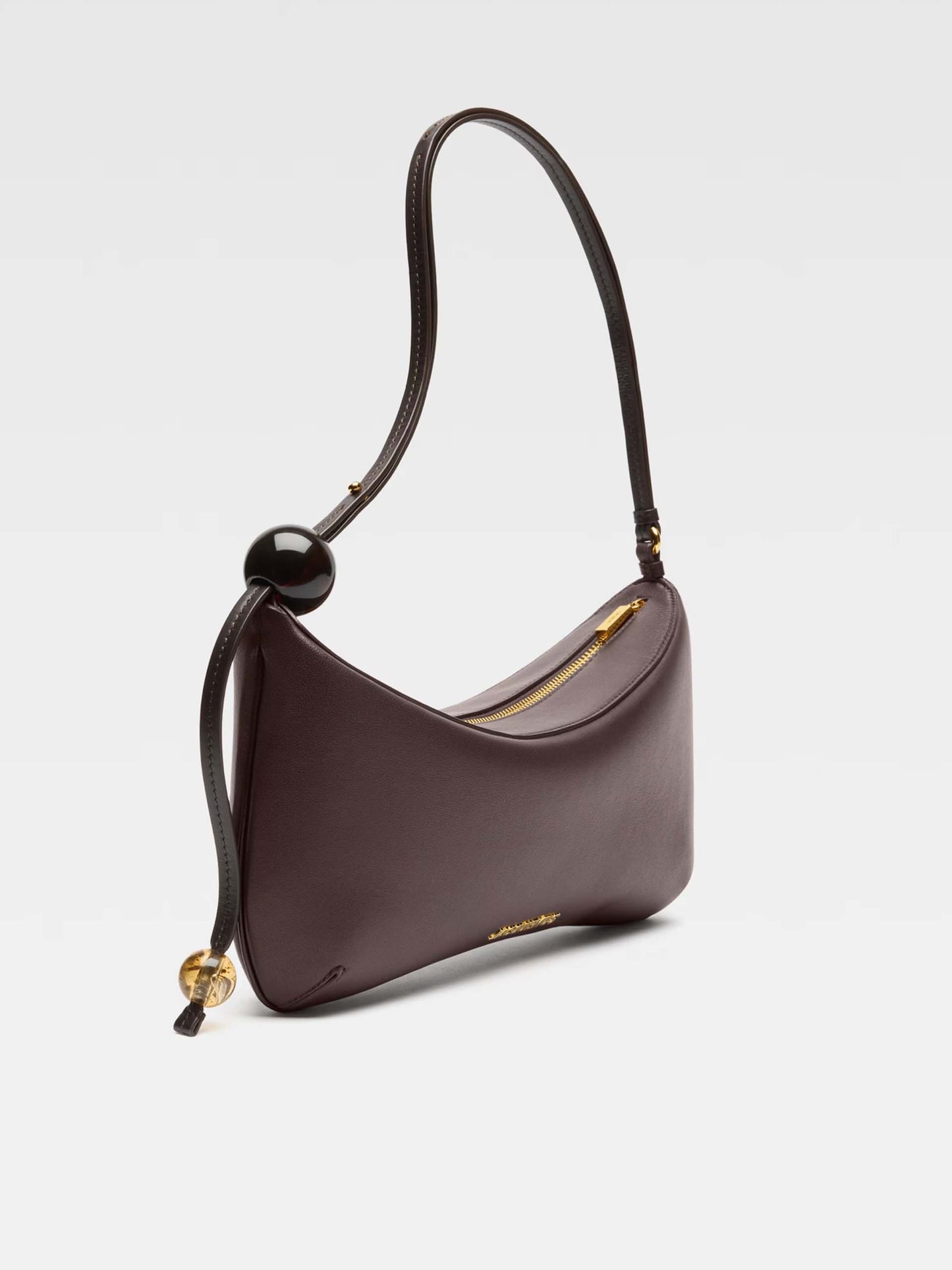 JACQUEMUS - Schultertasche Bisou Perle Large aus Leder in Braun - Brown