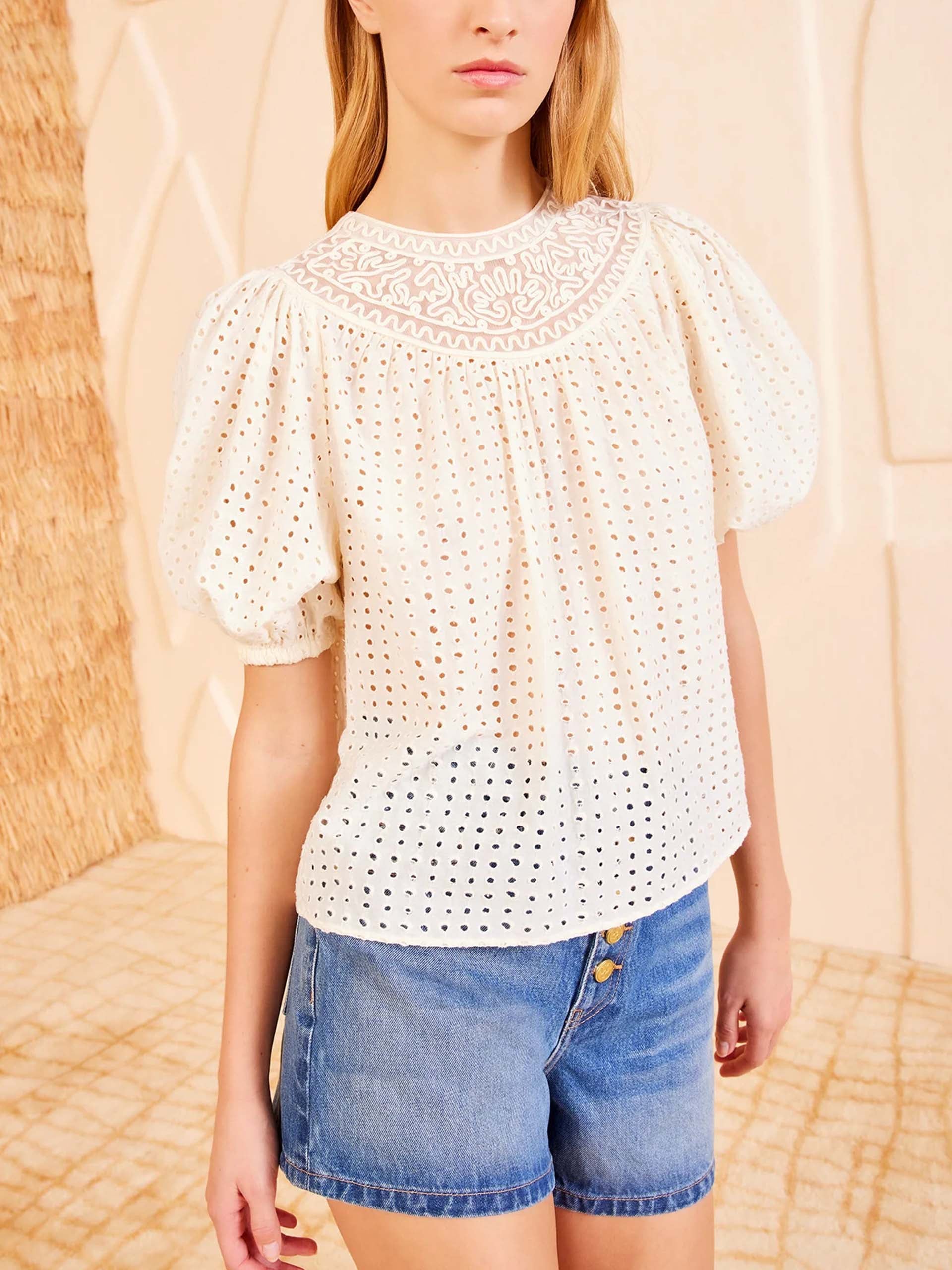 ULLA JOHNSON - Top Amina aus Baumwollgemisch für Damen in Cremeweiss - Cream white