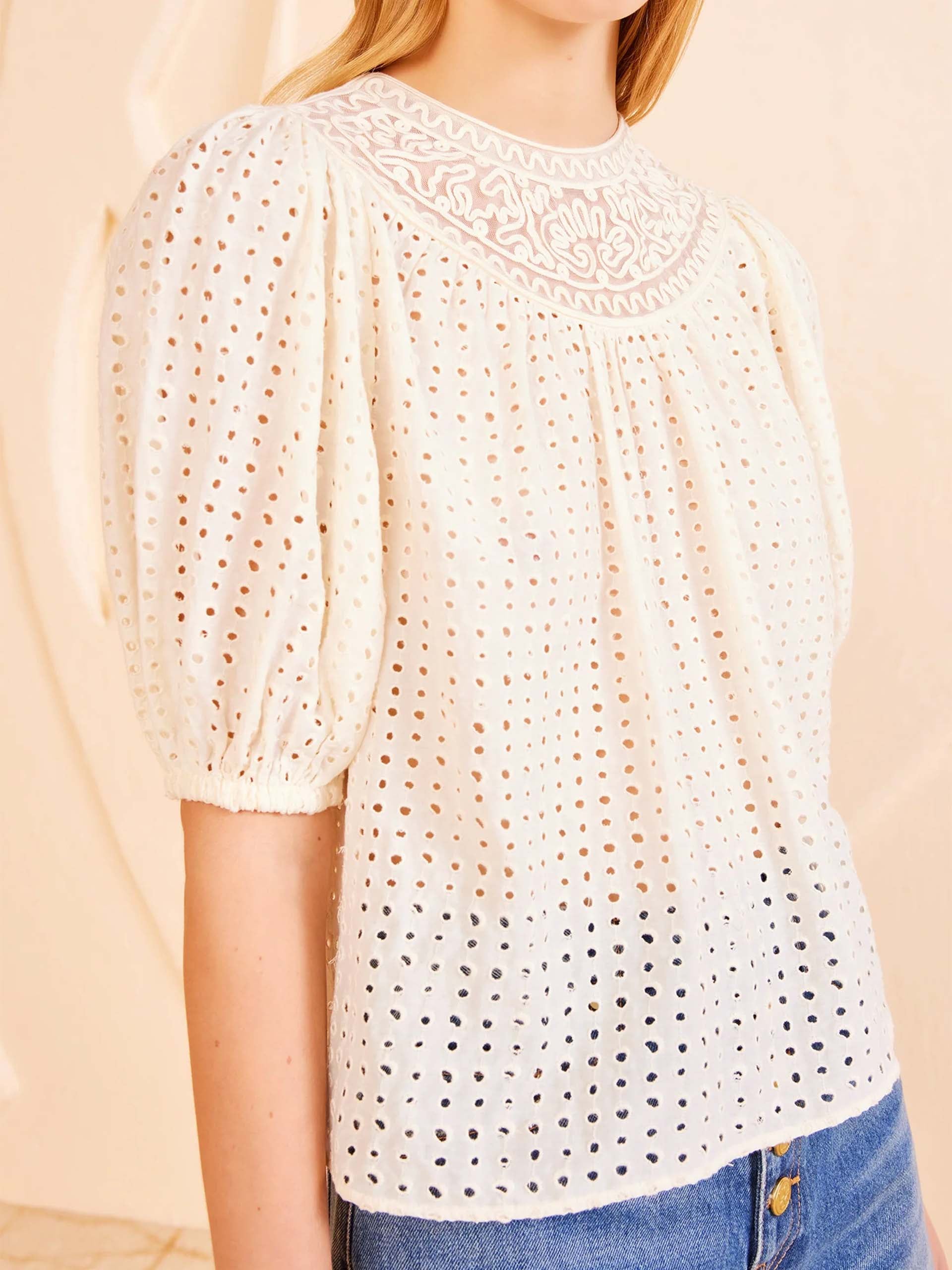 ULLA JOHNSON - Top Amina aus Baumwollgemisch für Damen in Cremeweiss - Cream white