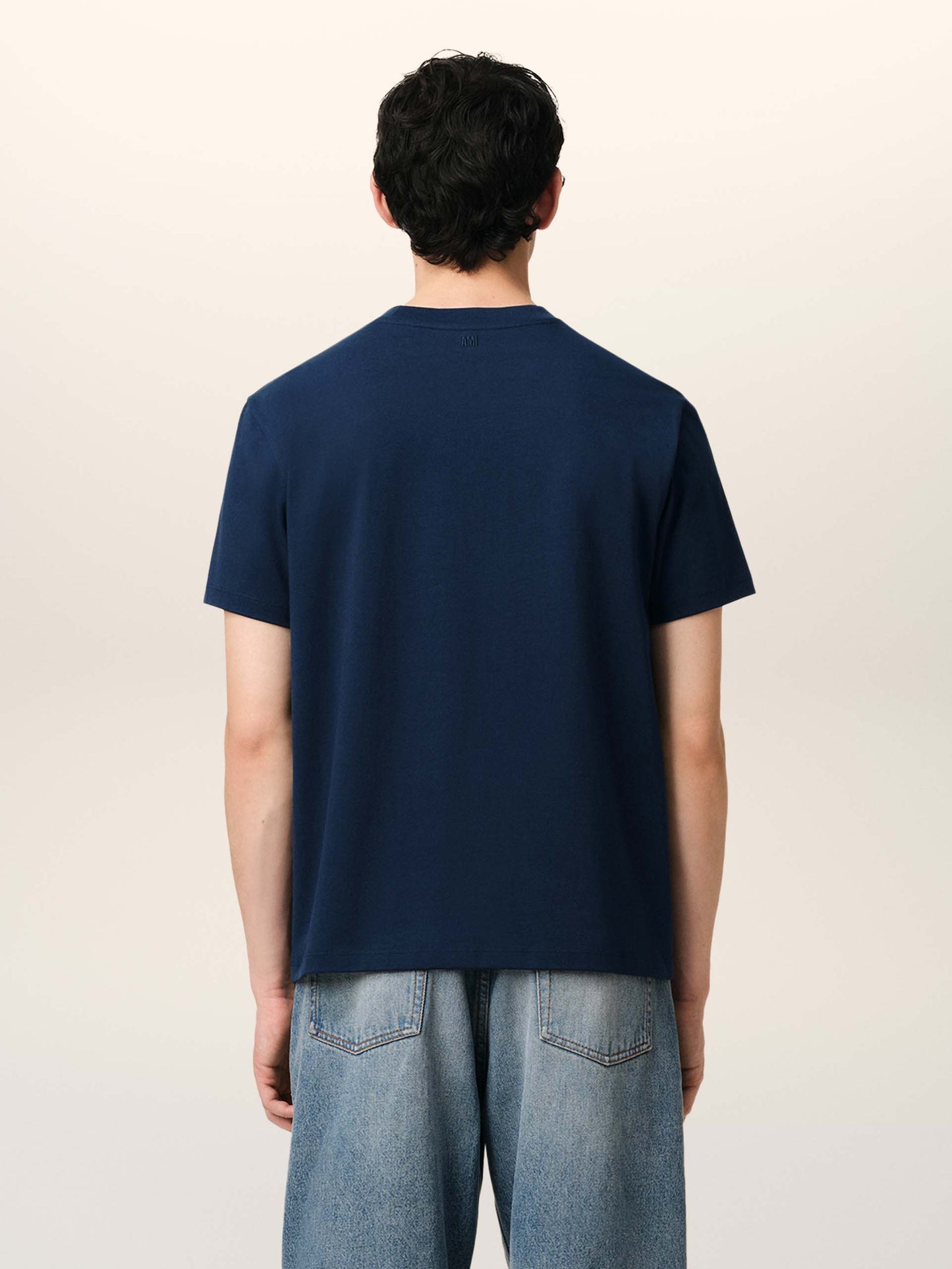 AMI PARIS - T-Shirt Ami De Coeur mit weißem Logo in Dunkelblau - Dark blue