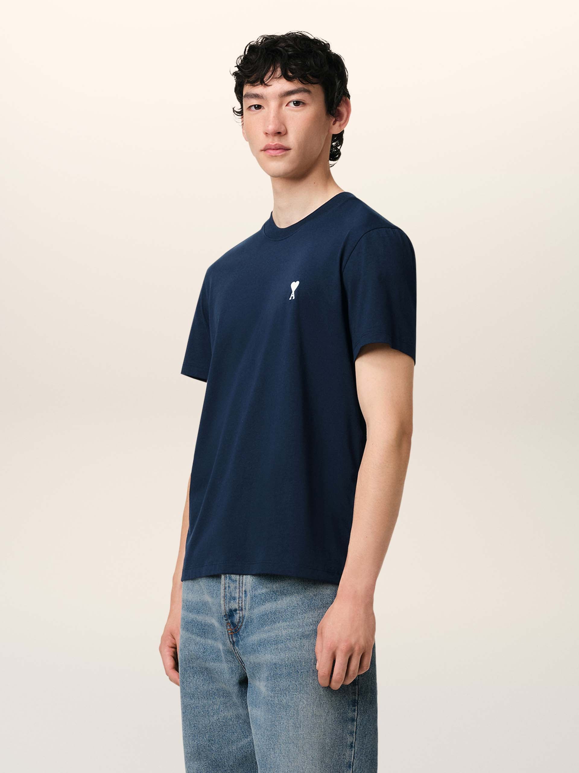 AMI PARIS - T-Shirt Ami De Coeur mit weißem Logo in Dunkelblau - Dark blue