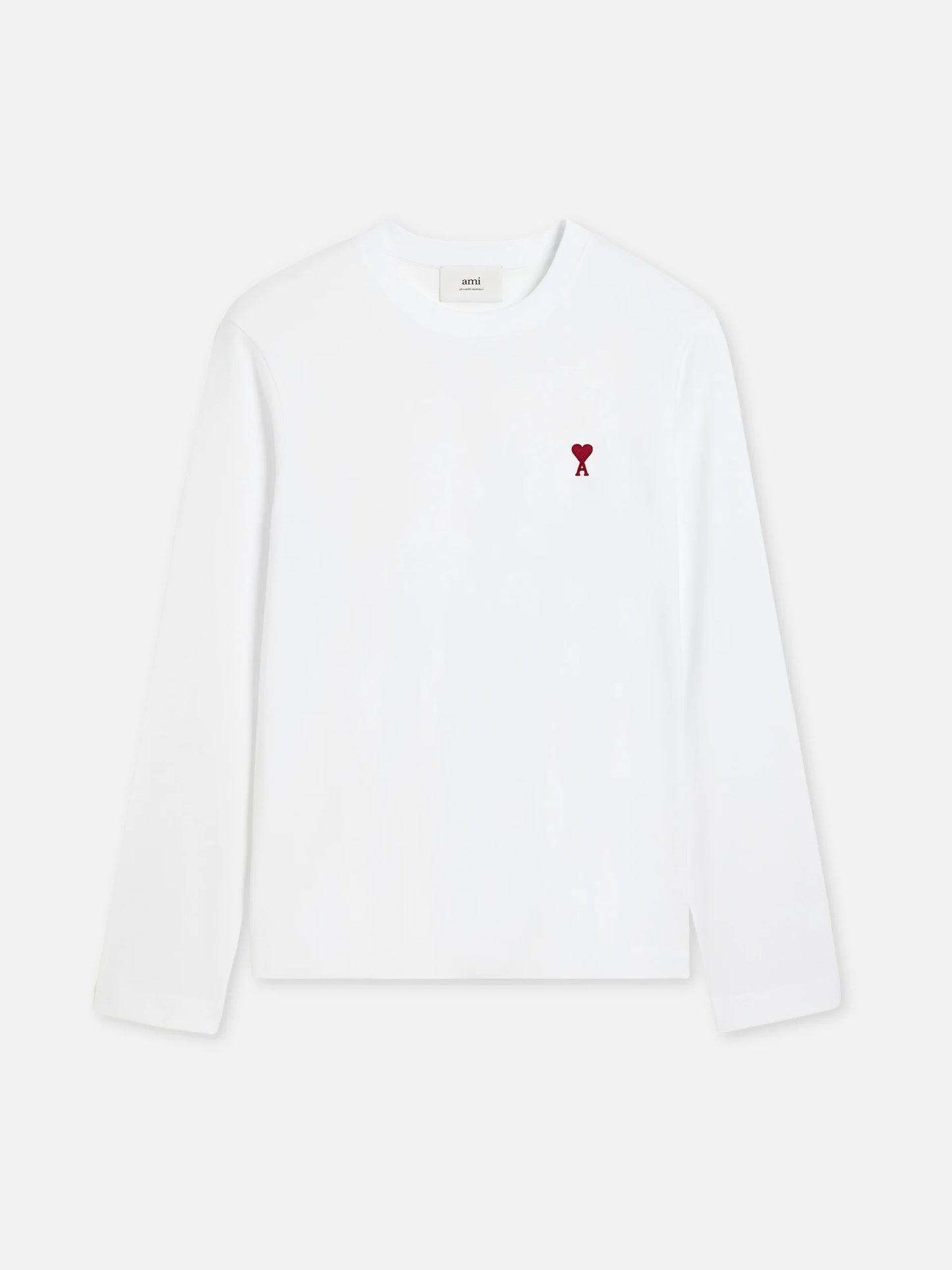 AMI PARIS - Langarm-T-Shirt Ami De Coeur mit rotem Logo in Weiß - White