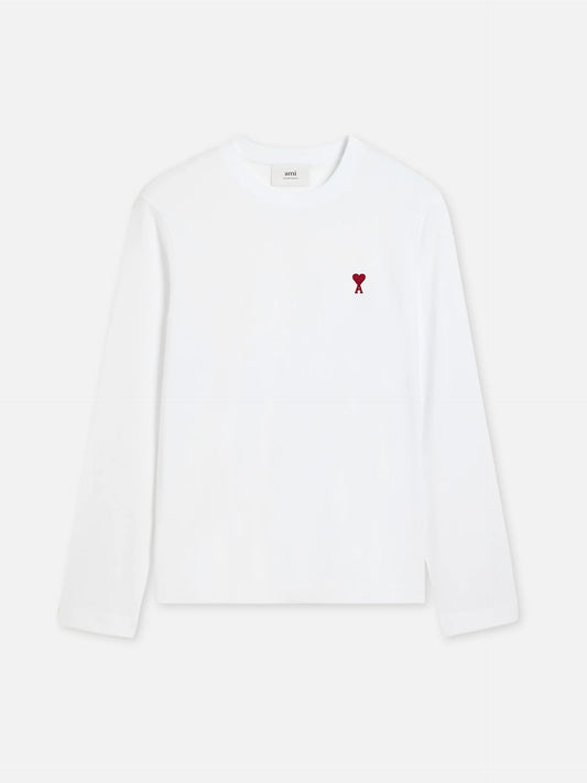 AMI PARIS - Langarm-T-Shirt Ami De Coeur mit rotem Logo in Weiß - White