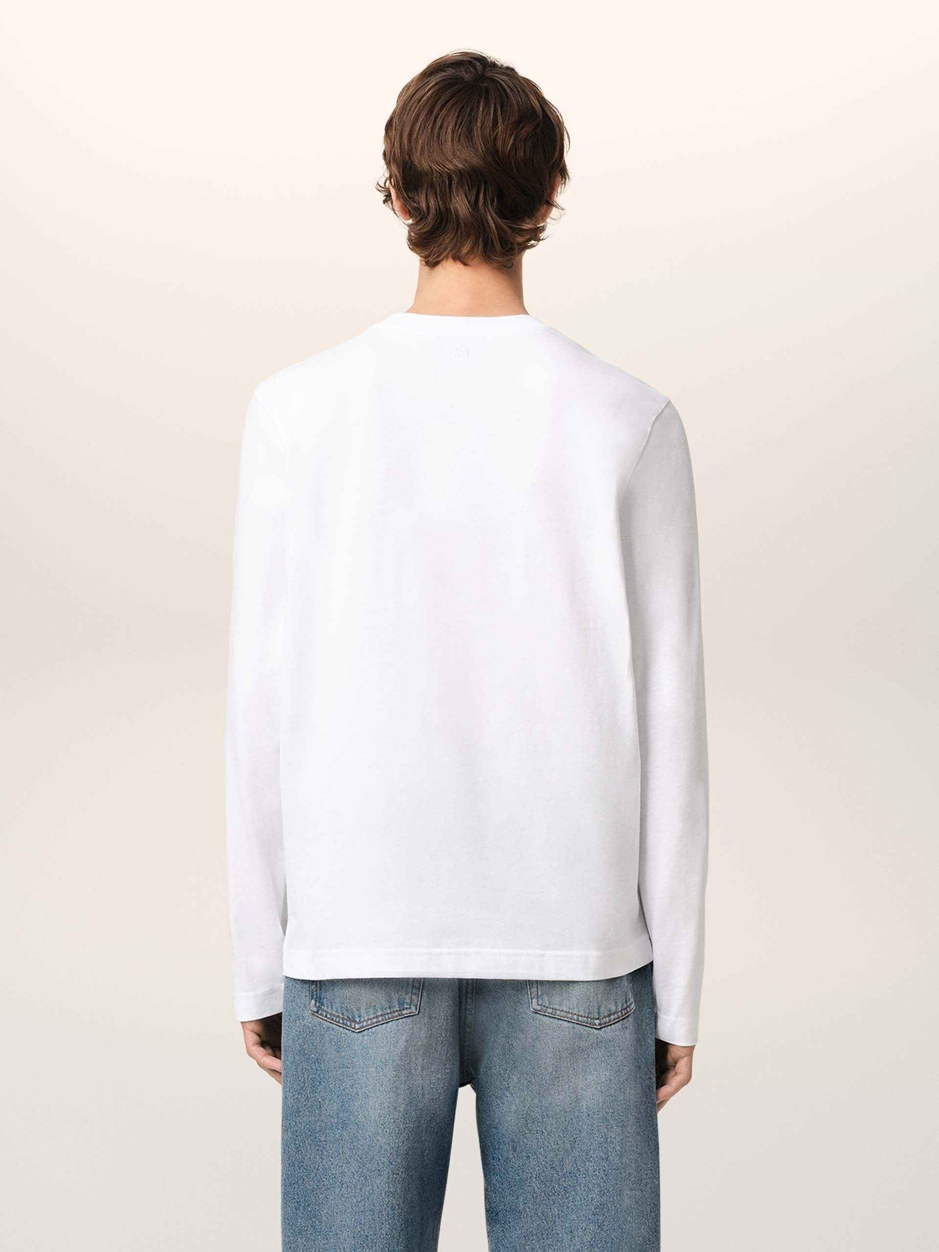 AMI PARIS - Langarm-T-Shirt Ami De Coeur mit rotem Logo in Weiß - White