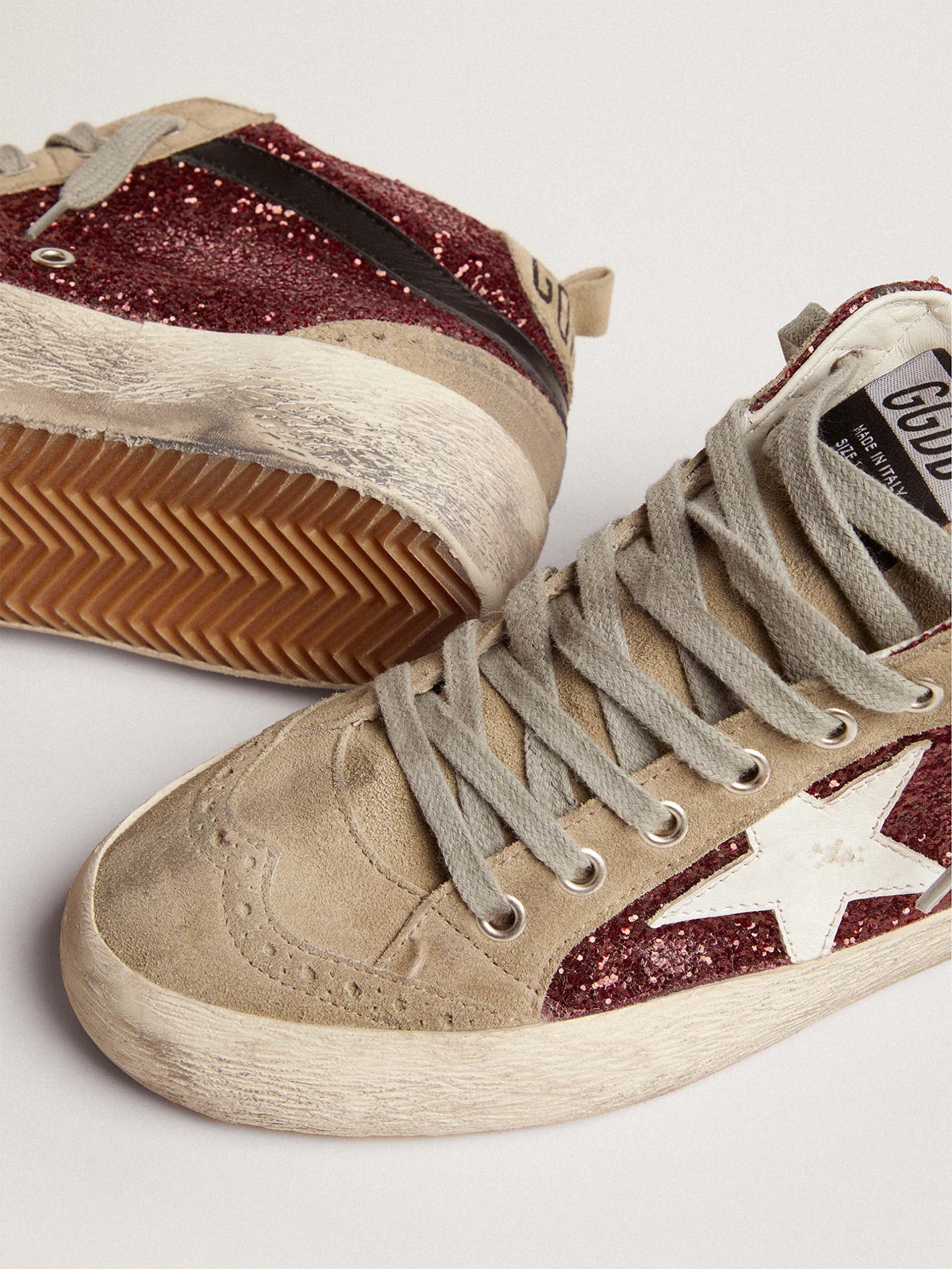 GOLDEN GOOSE - Mid Star Sneakers mit Glitzer für Damen