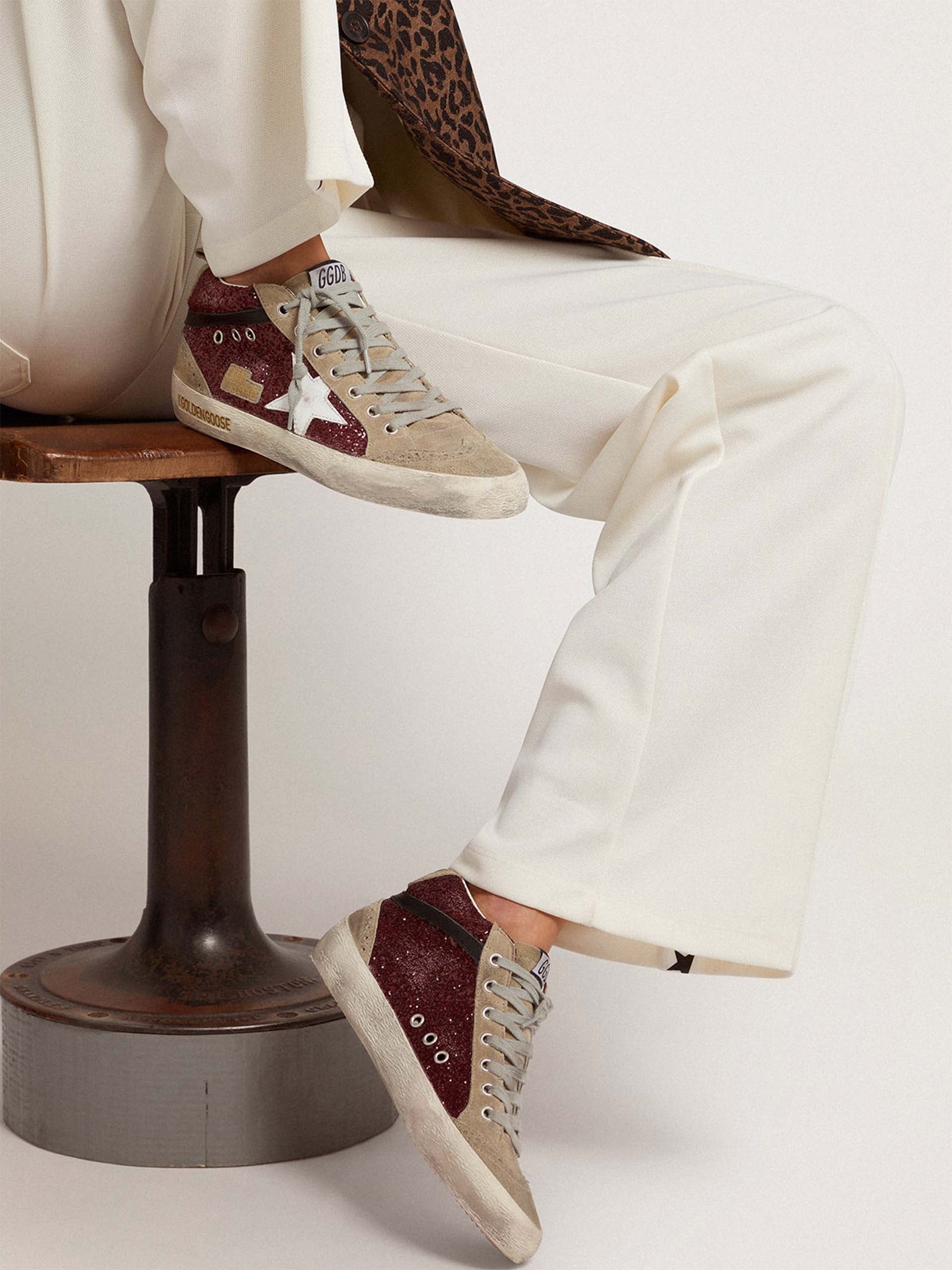GOLDEN GOOSE - Mid Star Sneakers mit Glitzer für Damen