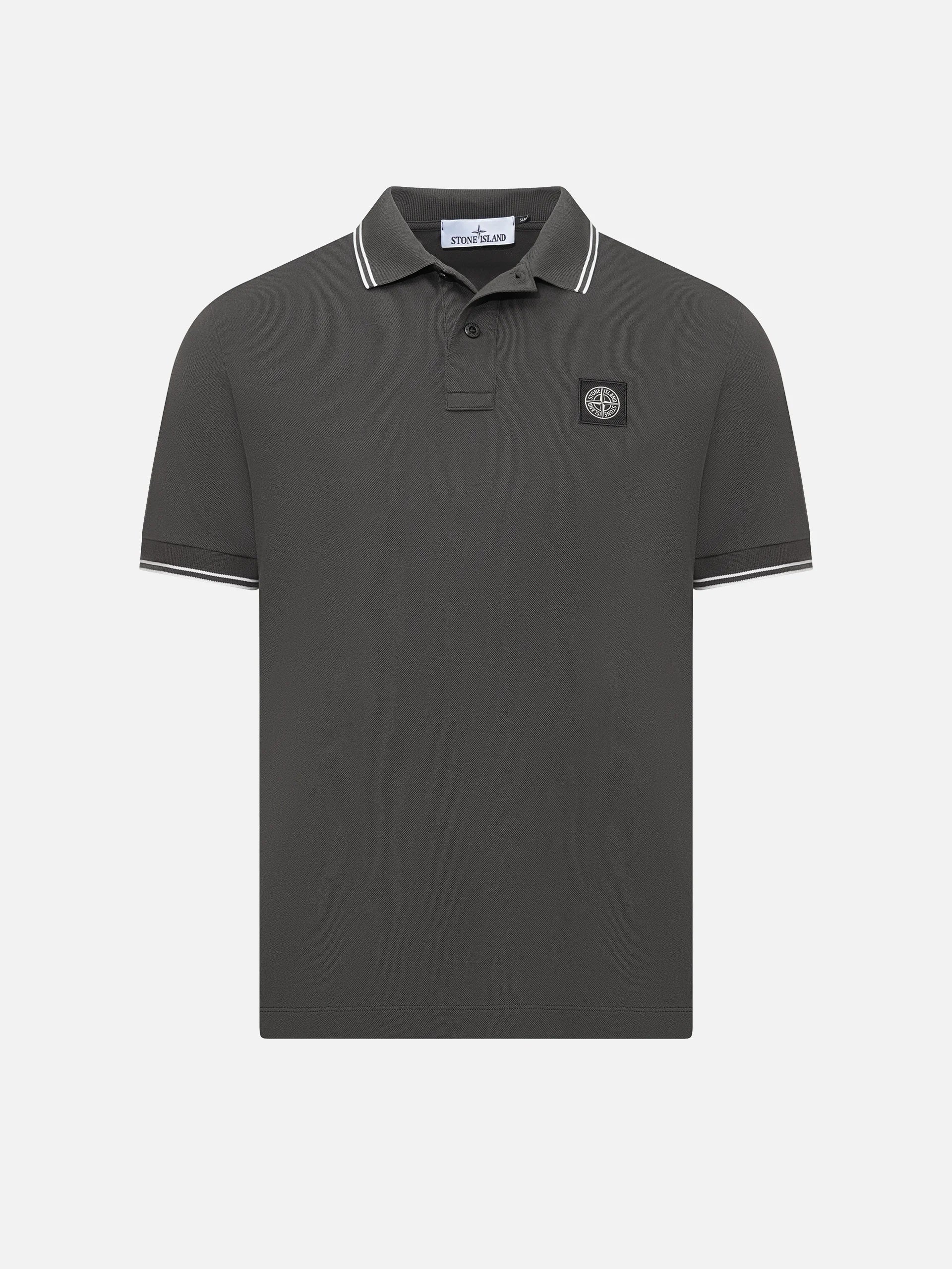 STONE ISLAND - Poloshirt mit Logo-Patch für Herren in Anthrazitgrau - Anthracite grey