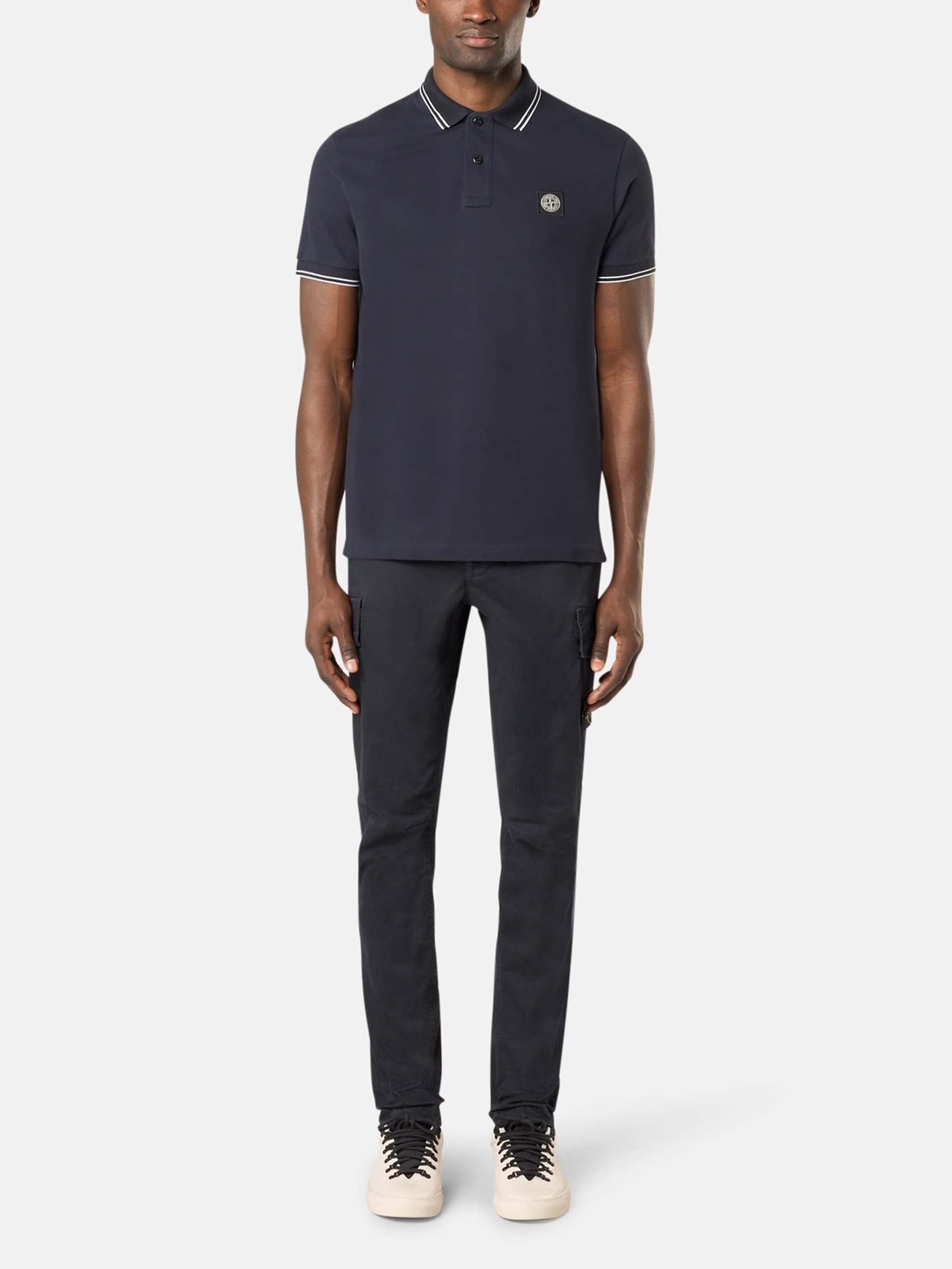 STONE ISLAND - Poloshirt mit Logo-Patch für Herren in Navy Blau - Navy blue