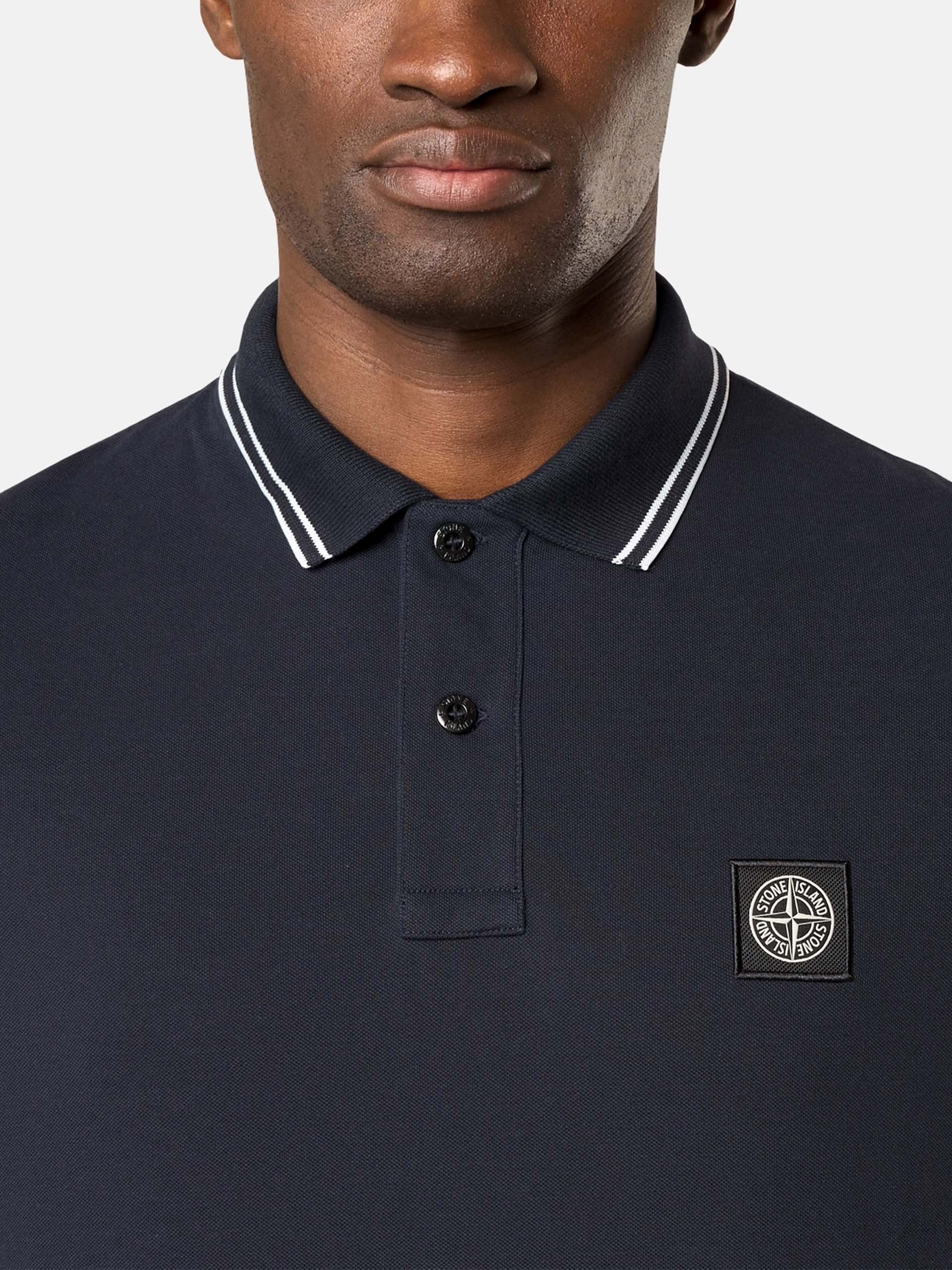 STONE ISLAND - Poloshirt mit Logo-Patch für Herren in Navy Blau - Navy blue