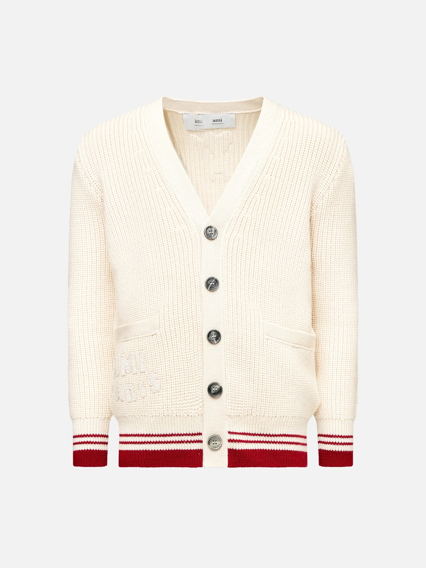 AMI PARIS - Gerippter Cardigan mit Logo-Details