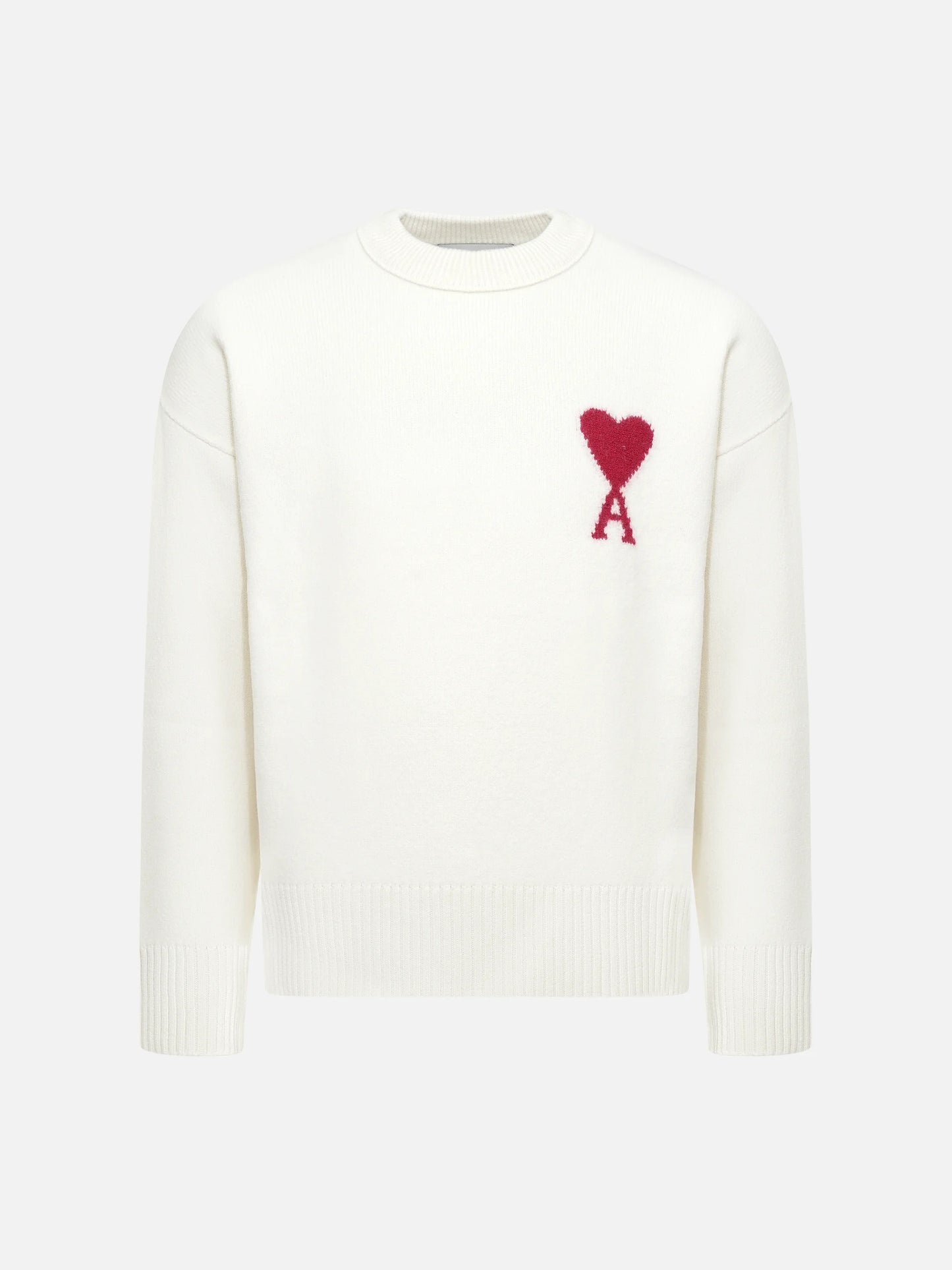 AMI PARIS - Pullover Ami De Coeur mit rotem Logo in Cremeweiß - Cream white