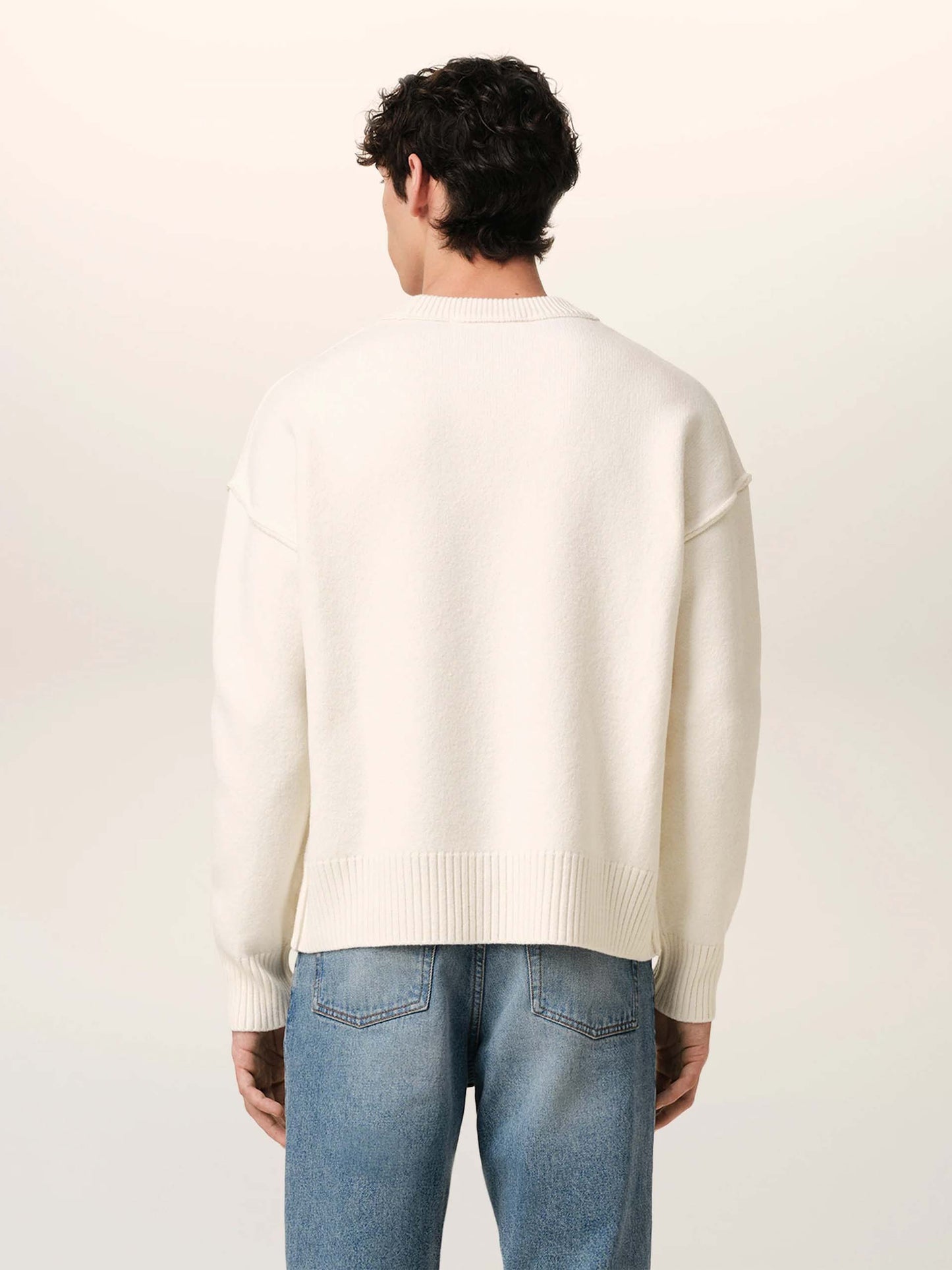 AMI PARIS - Pullover Ami De Coeur mit rotem Logo in Cremeweiß - Cream white
