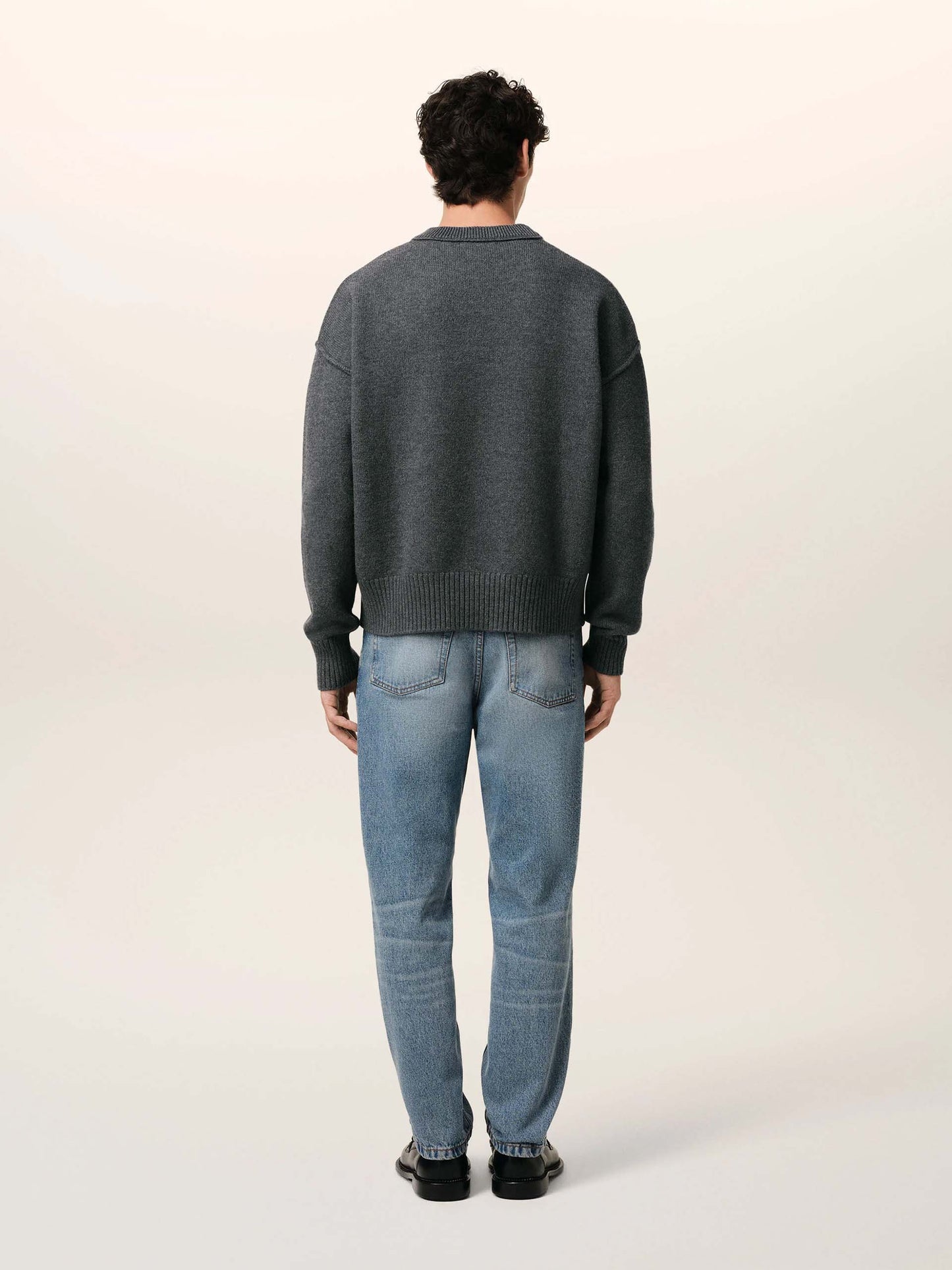 AMI PARIS - Pullover Ami De Coeur mit rotem Logo in Grau - Grey