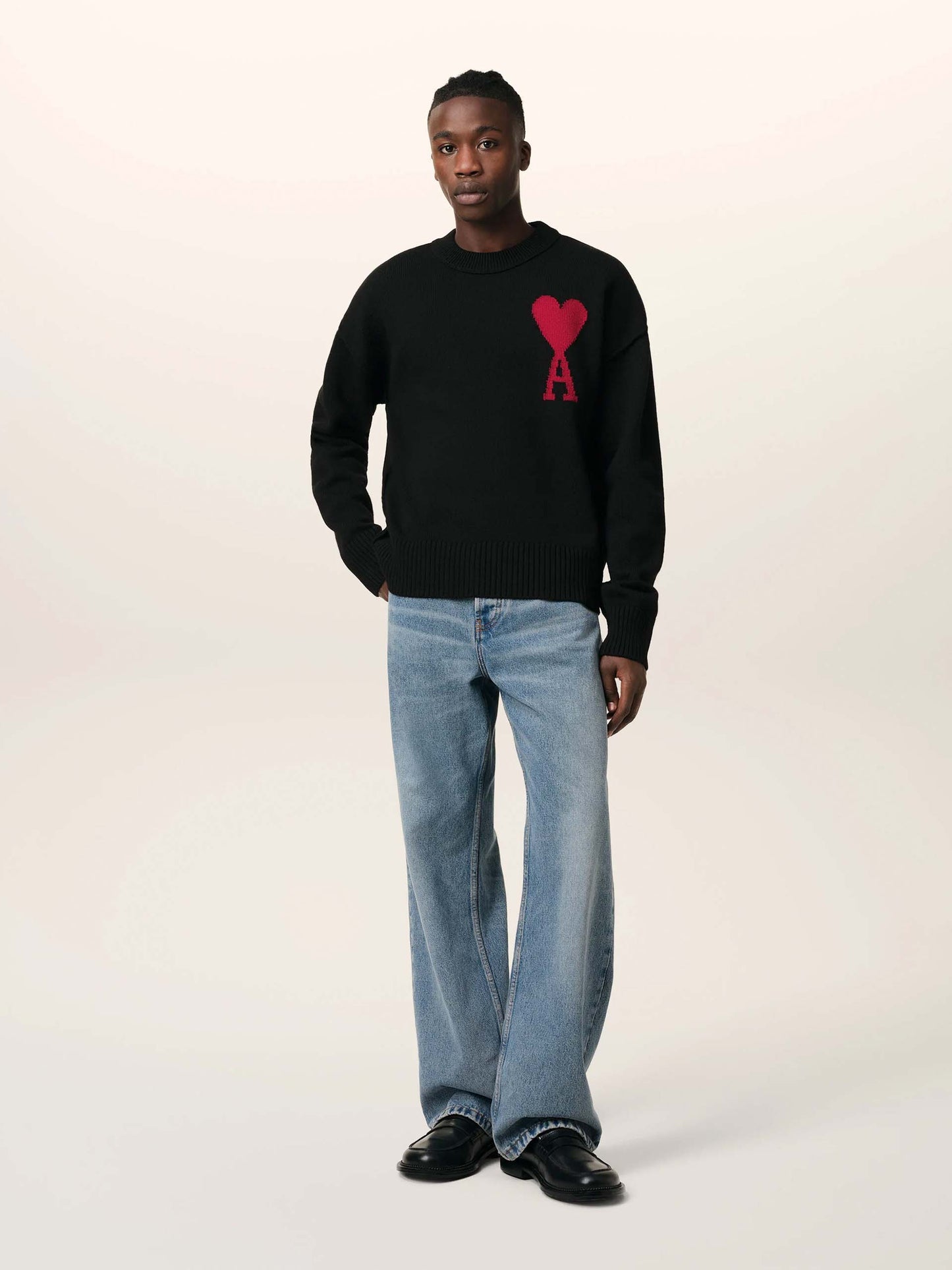 AMI PARIS - Pullover Ami De Coeur mit rotem Logo in Schwarz - Black