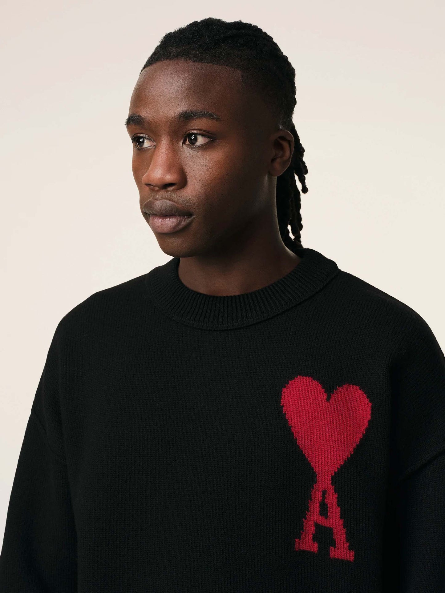 AMI PARIS - Pullover Ami De Coeur mit rotem Logo in Schwarz - Black