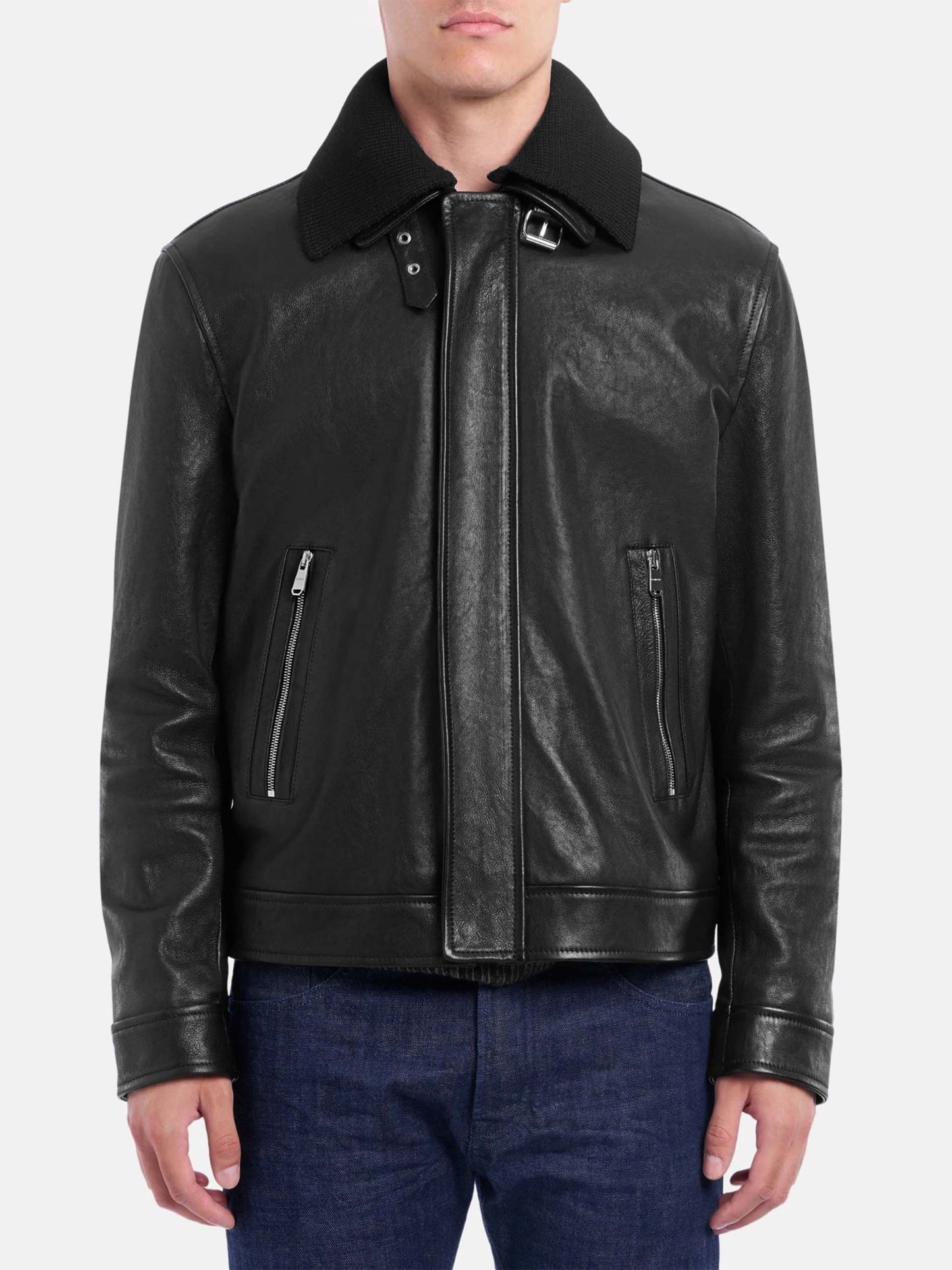 Nappa leather flight jacket for men