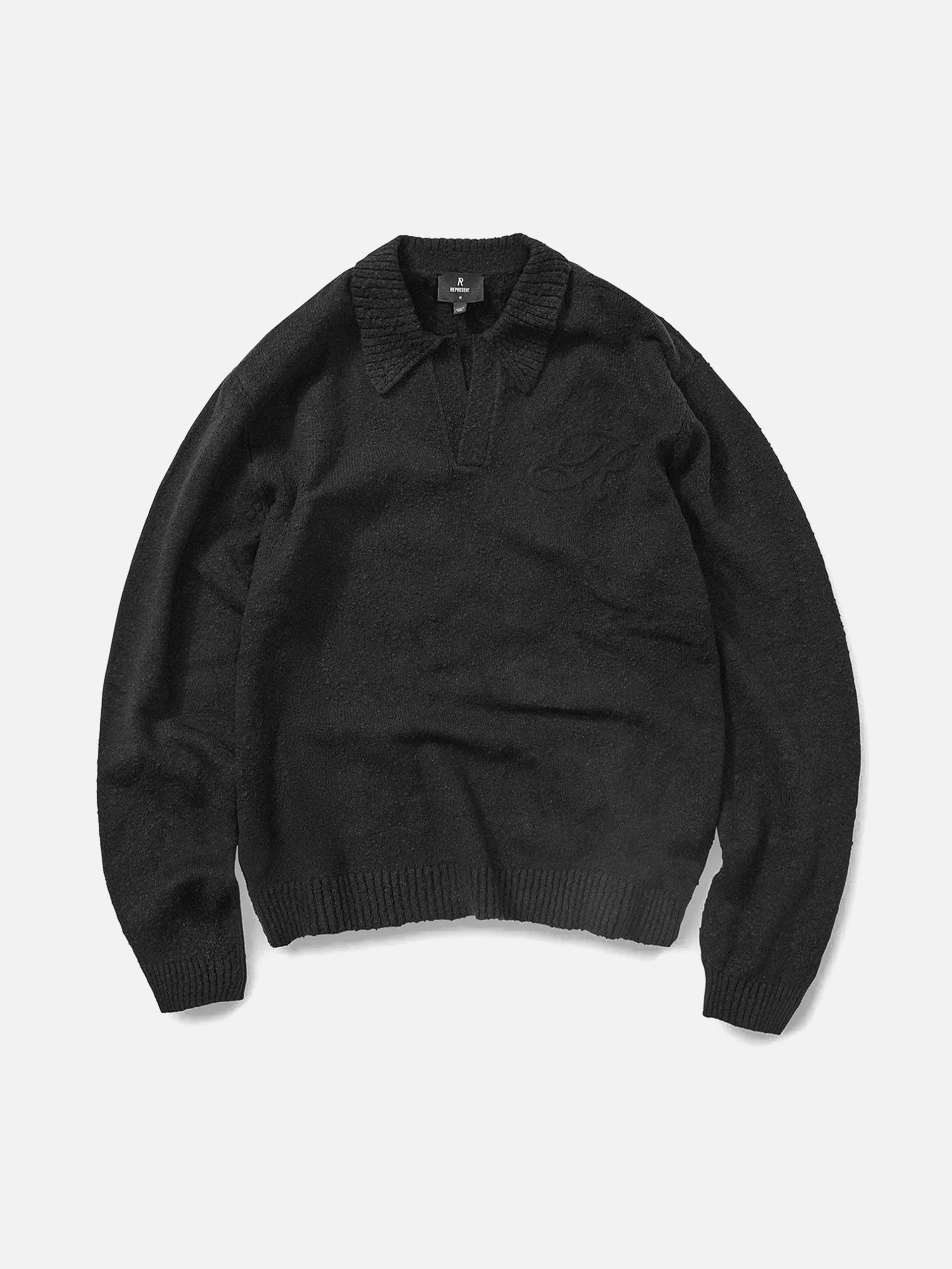 REPRESENT - Polo-Pullover mit Logo-Stickerei für Herren in Schwarz - Black