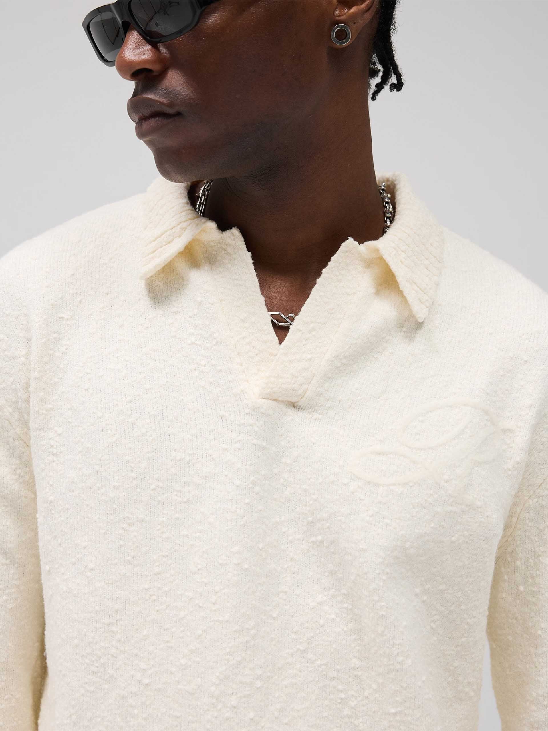 REPRESENT - Polo-Pullover mit Logo-Stickerei für Herren in Alt-Weiß - Old-white