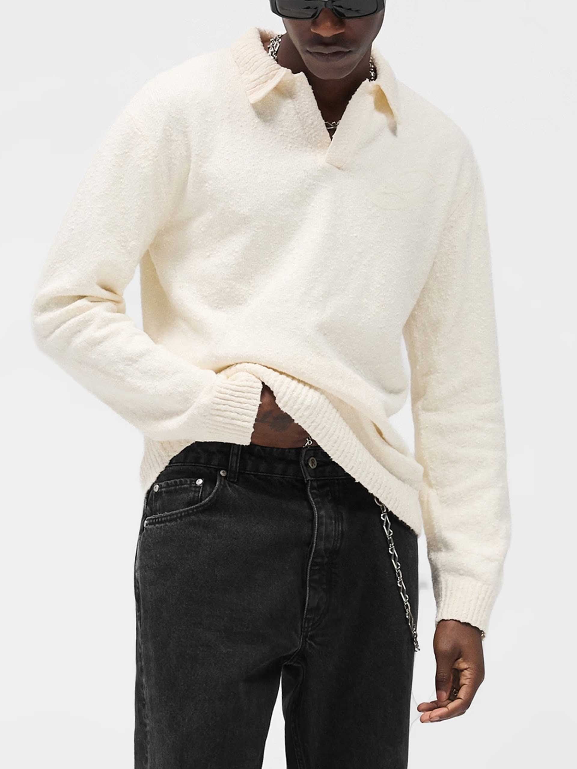 REPRESENT - Polo-Pullover mit Logo-Stickerei für Herren in Alt-Weiß - Old-white