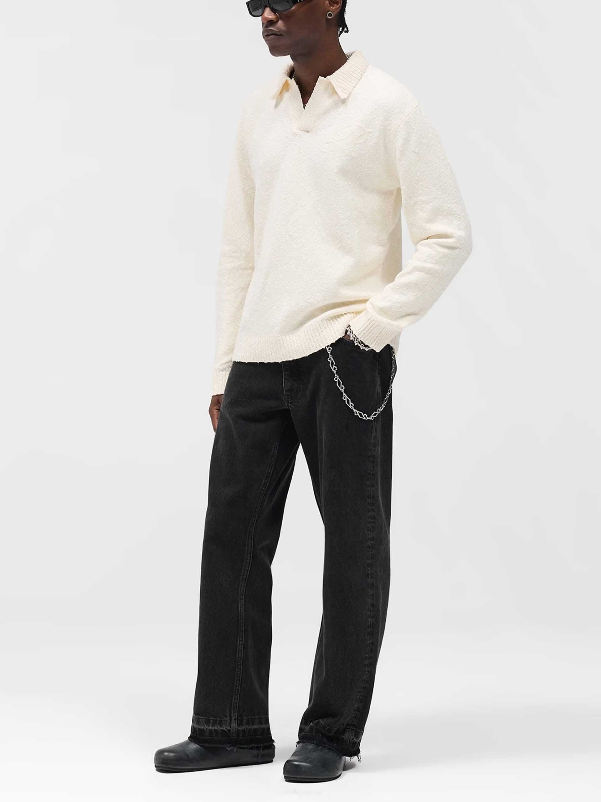 REPRESENT - Polo-Pullover mit Logo-Stickerei für Herren in Alt-Weiß - Old-white