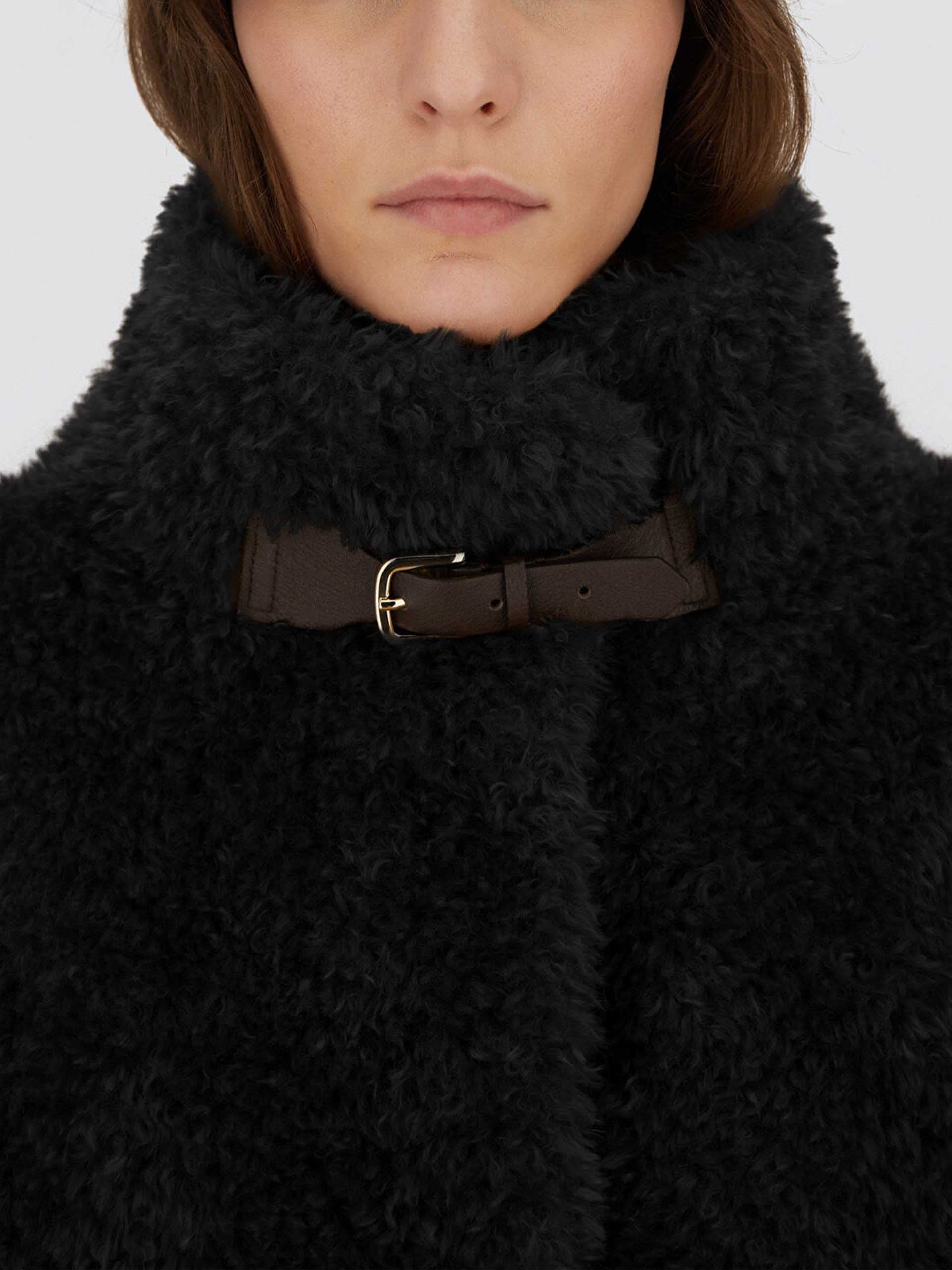 HERNO - Cape aus Faux-Shearling für Damen in Schwarz - Black