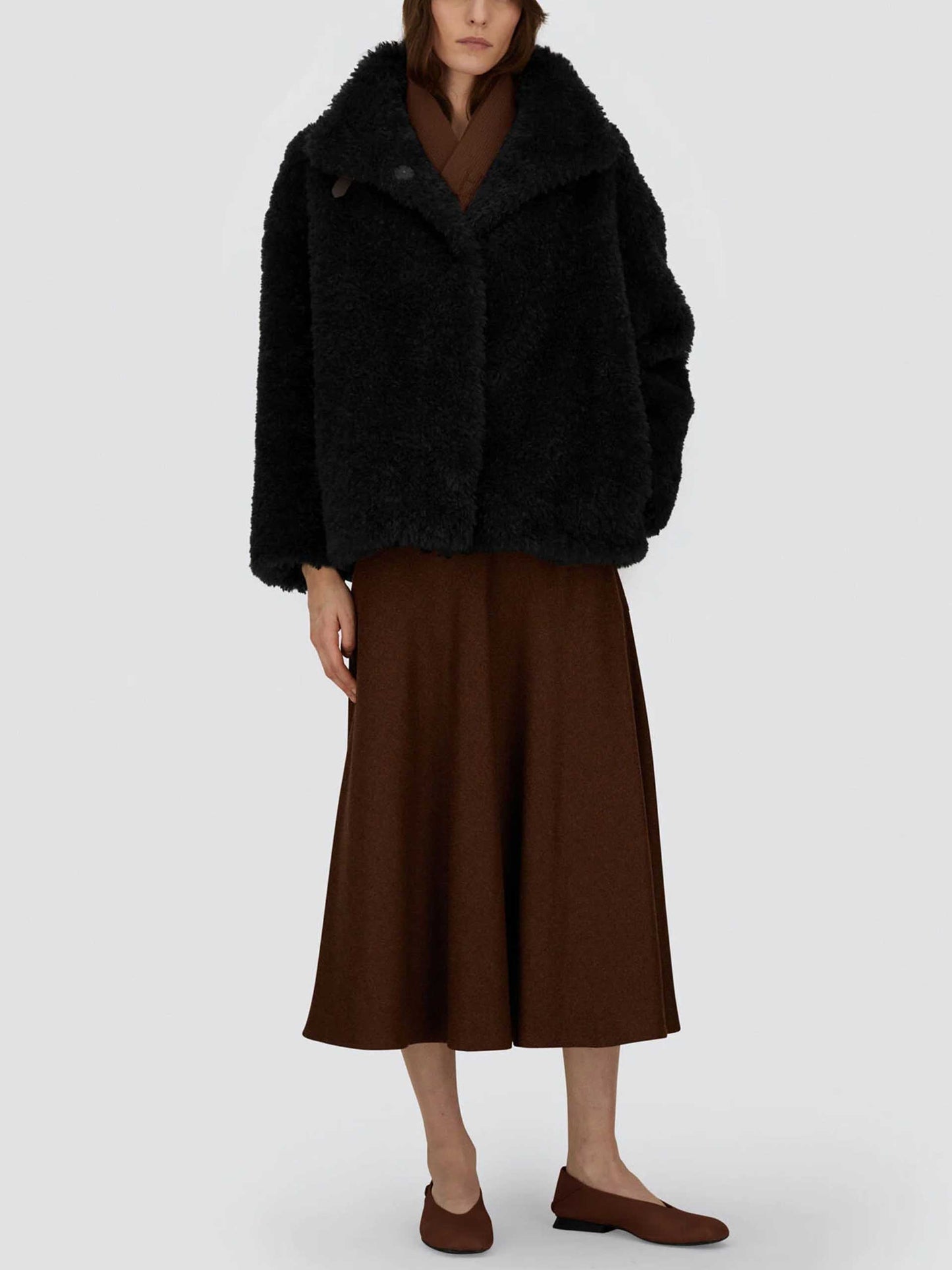 HERNO - Cape aus Faux-Shearling für Damen in Schwarz - Black