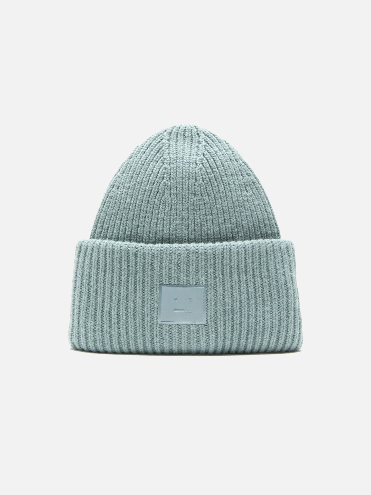 ACNE STUDIOS - Beanie mit Face Logo aus Wollgemisch in Hellblau - Dusty Blue