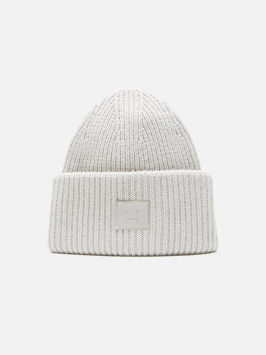 ACNE STUDIOS - Beanie mit Face Logo aus Wollgemisch in Hellgrau - Light grey