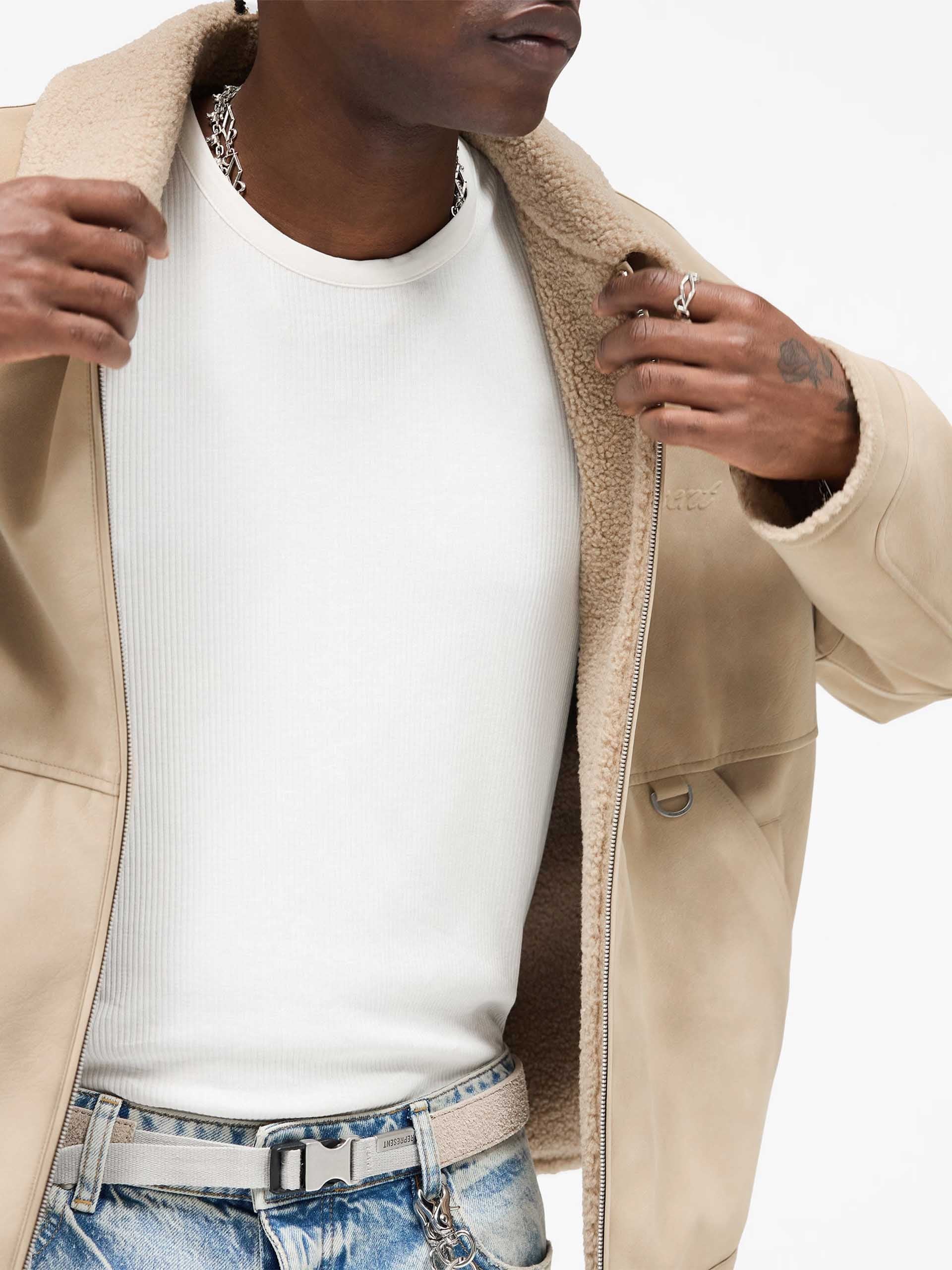 REPRESENT - Faux-Shearling Jacke für Herren in Hellbeige - Light beige